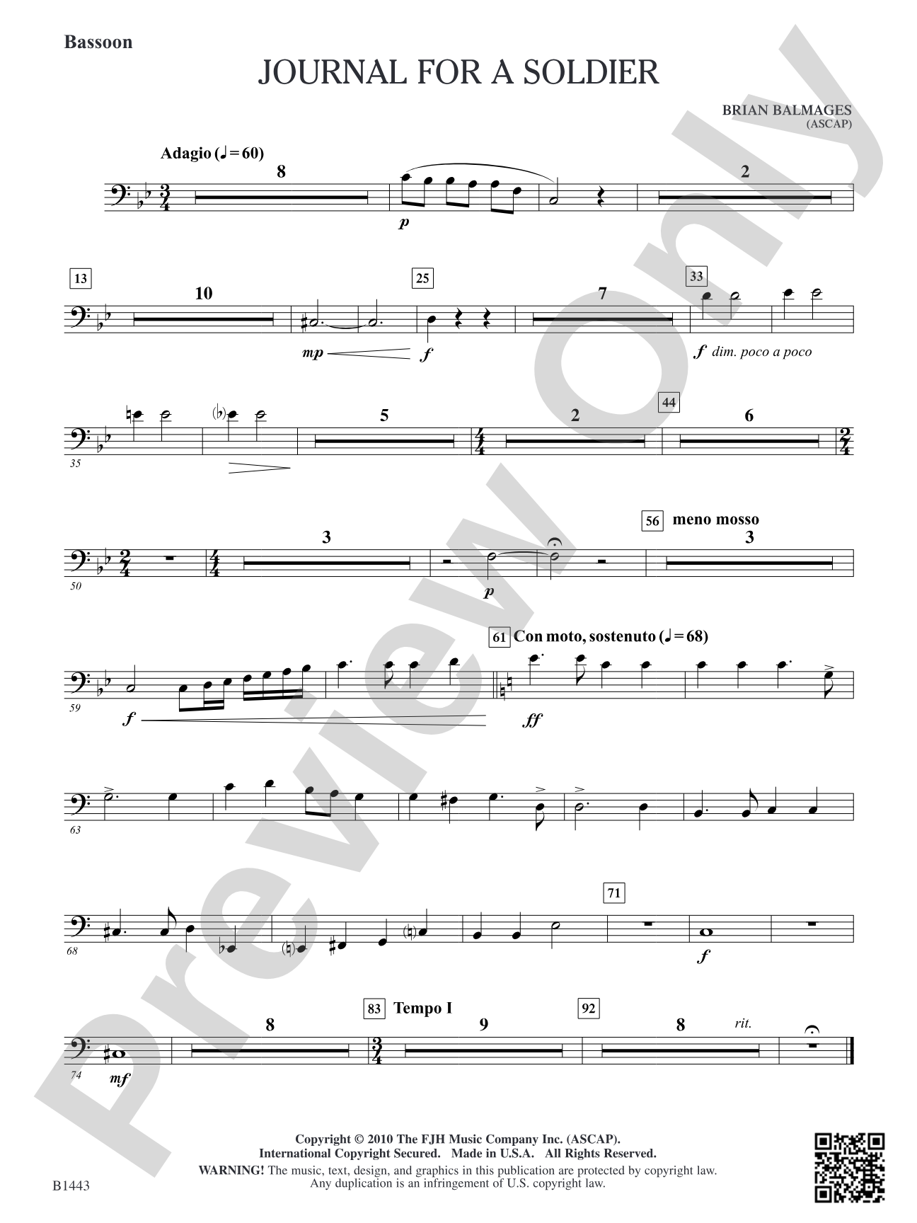 Journal for a Soldier: Bassoon