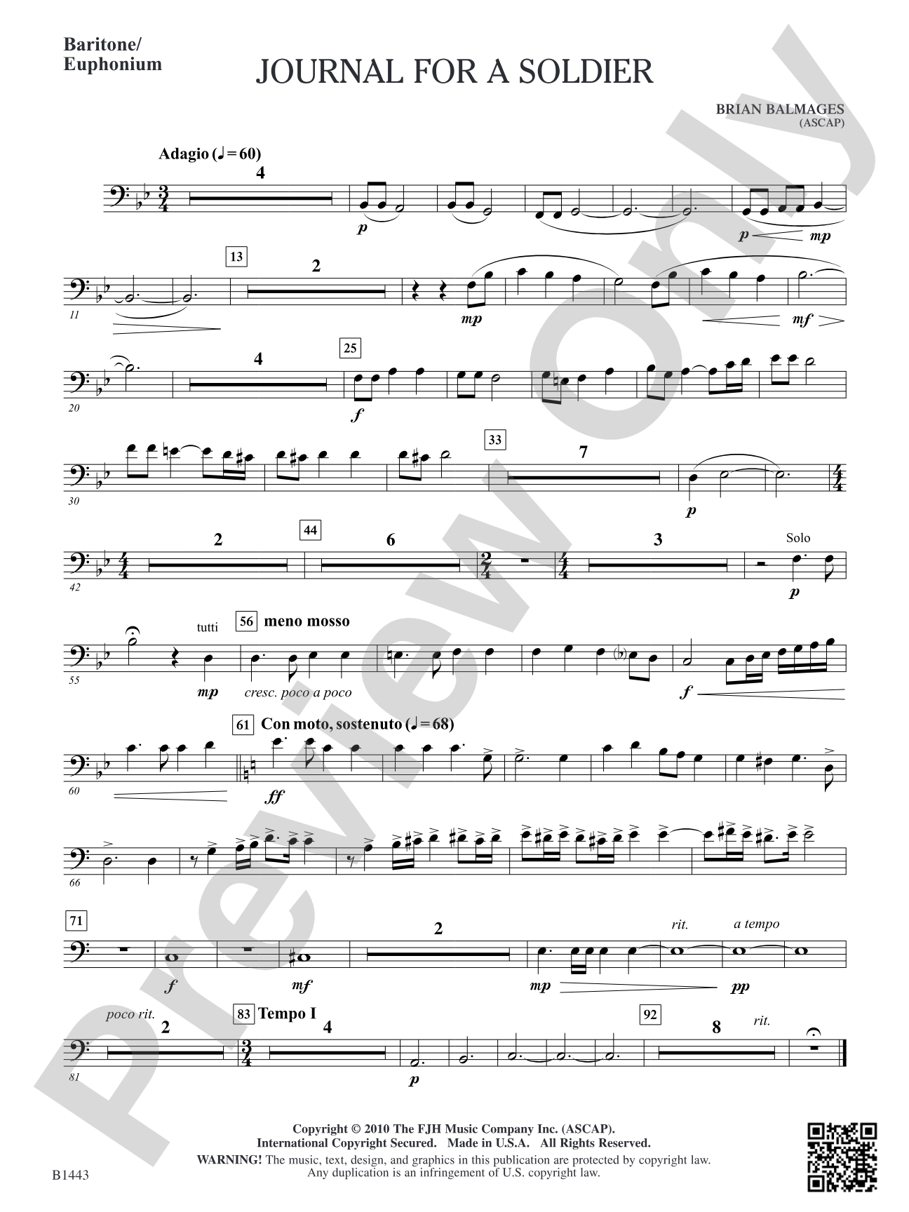 Journal for a Soldier: Baritone/Euphonium