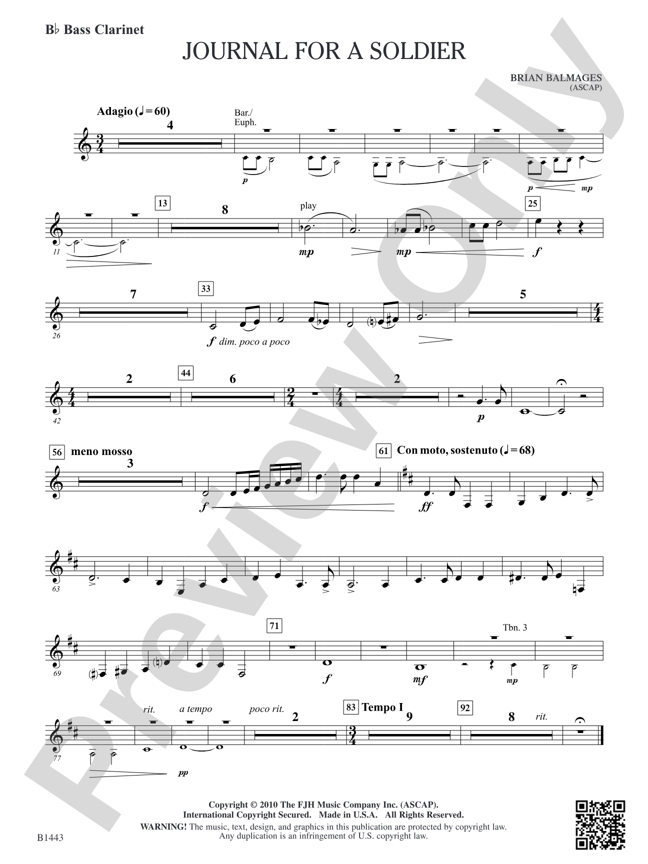 Journal for a Soldier: B-flat Bass Clarinet