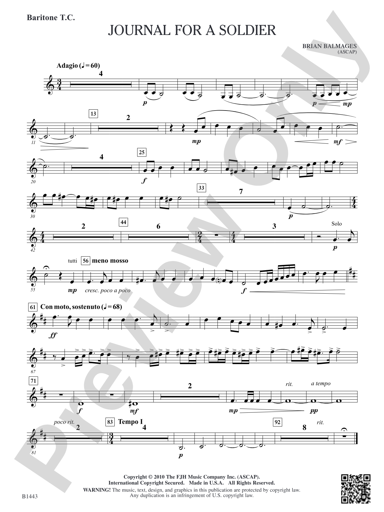 Journal for a Soldier: Baritone T.C.