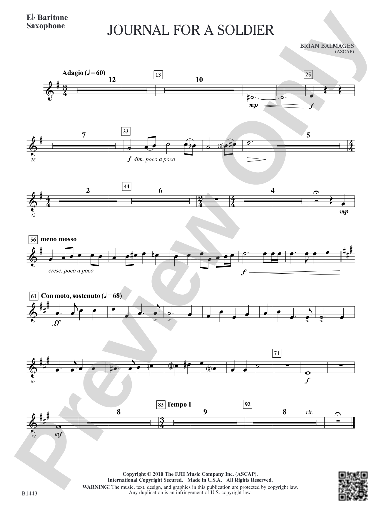 Journal for a Soldier: E-flat Baritone Saxophone