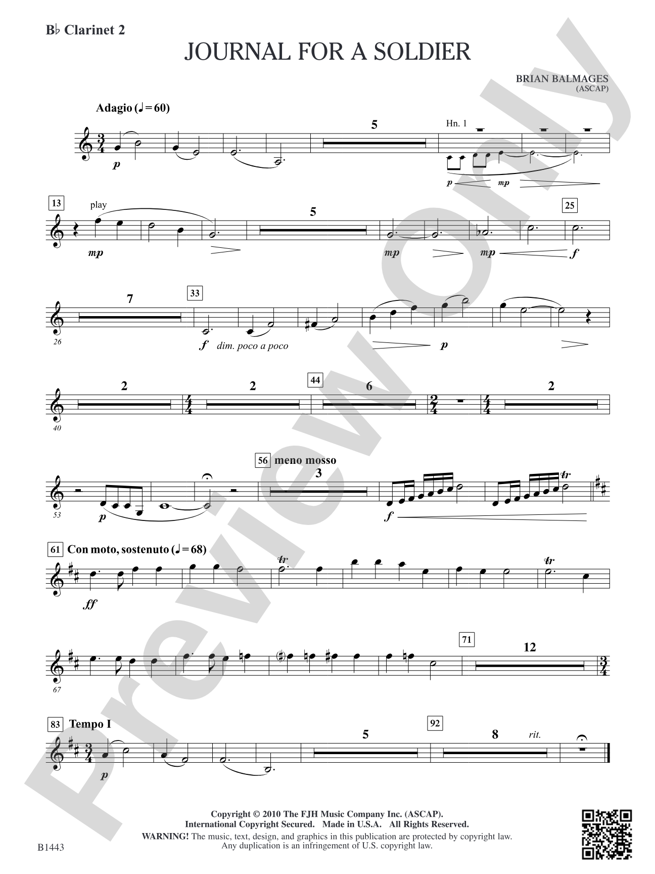 Journal for a Soldier: B-flat Clarinet 2