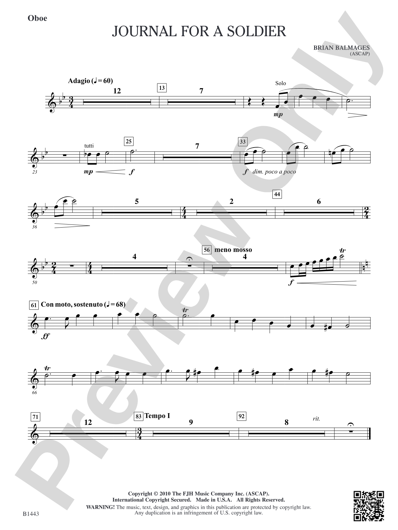Journal for a Soldier: Oboe