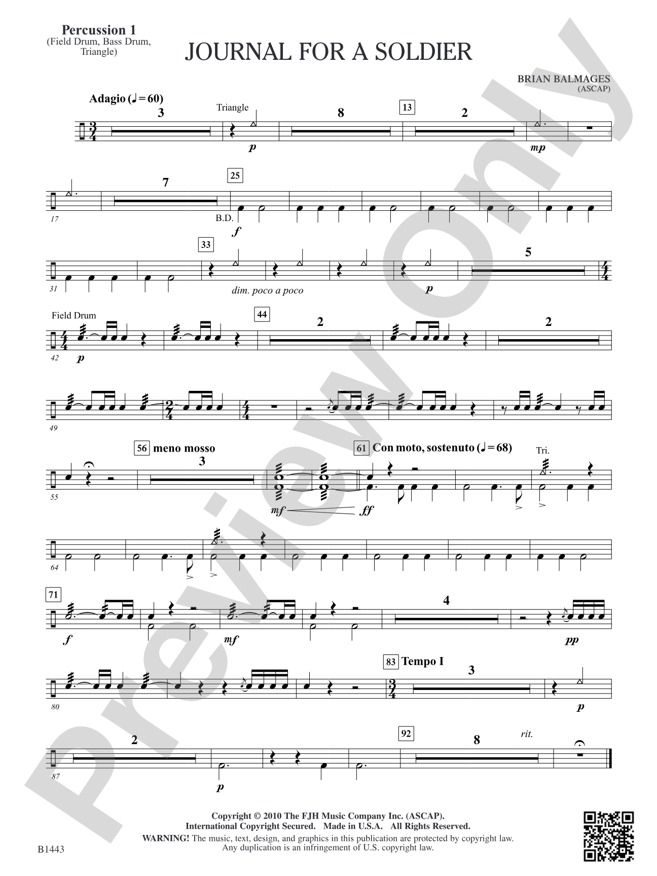 Journal for a Soldier: Percussion 1