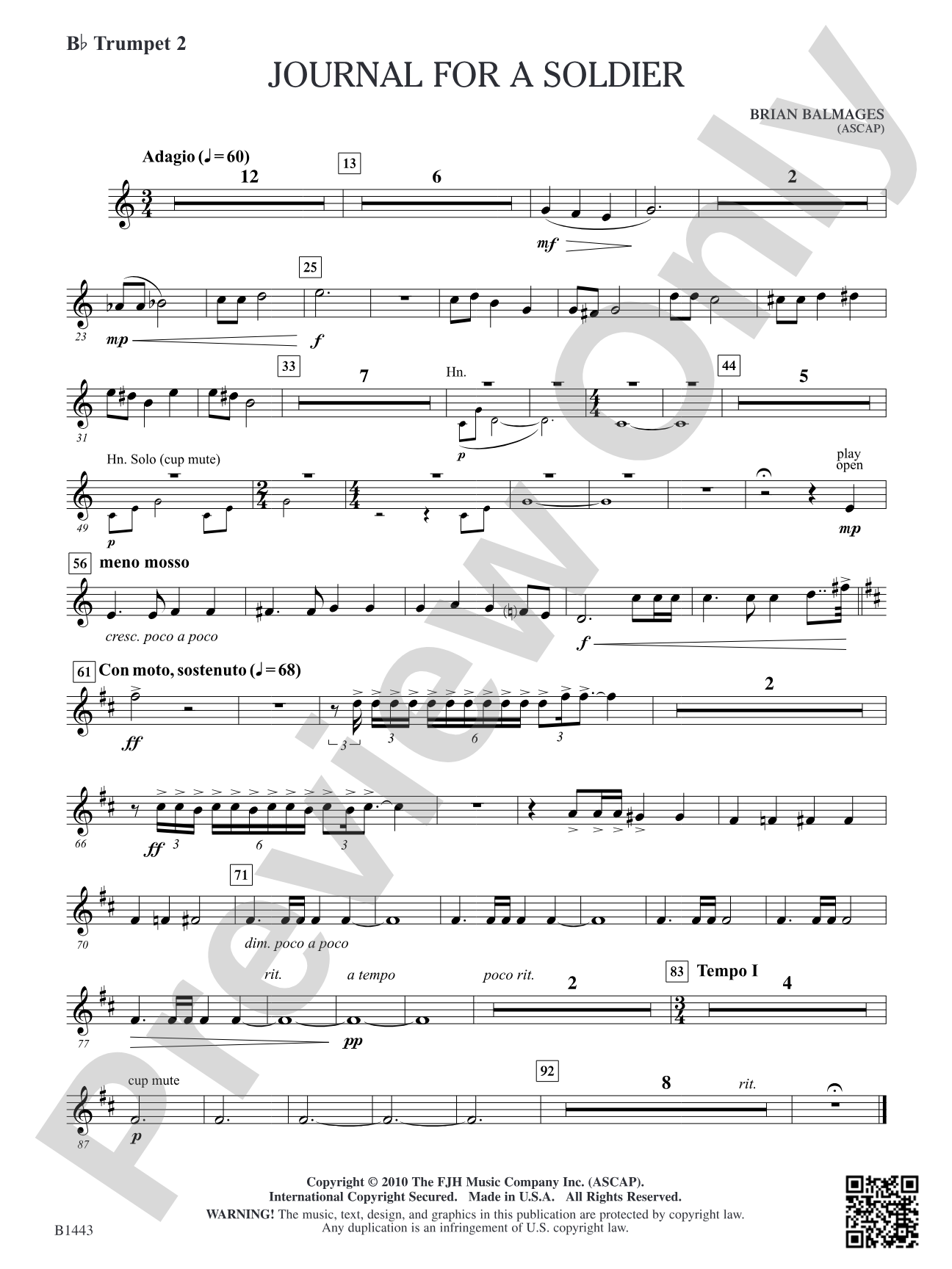 Journal for a Soldier: B-flat Trumpet 2