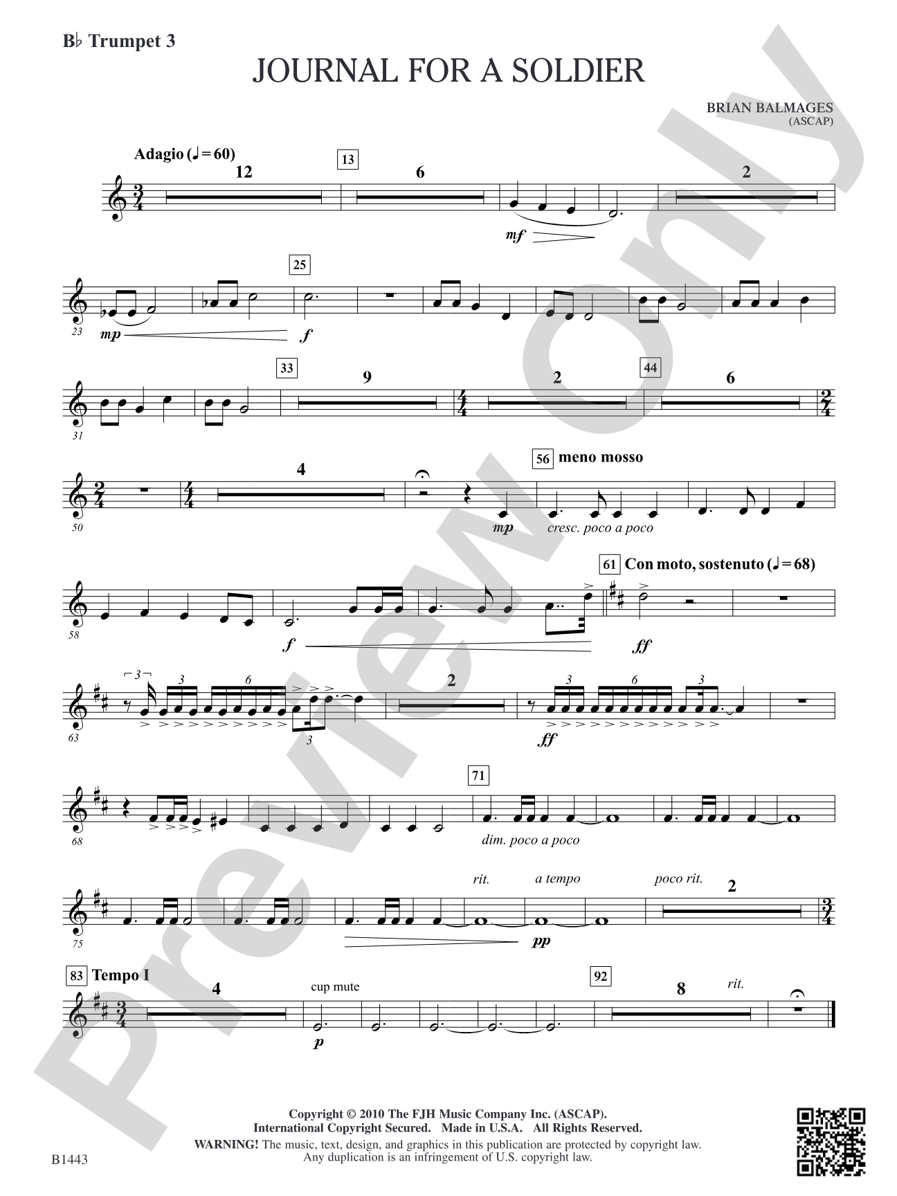 Journal for a Soldier: B-flat Trumpet 3