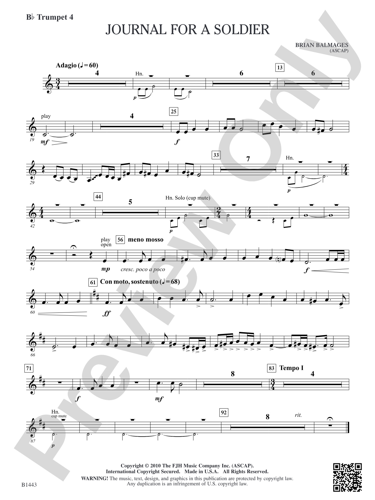 Journal for a Soldier: B-flat Trumpet 4