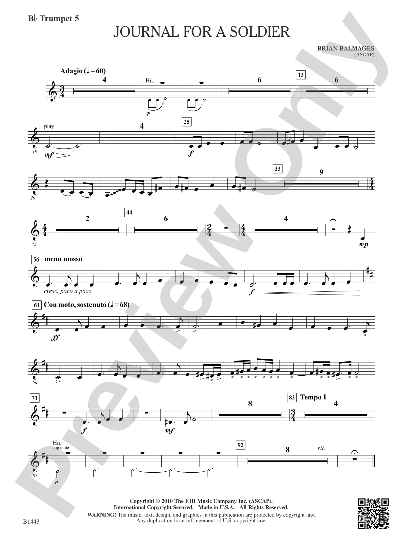 Journal for a Soldier: B-flat Trumpet 5