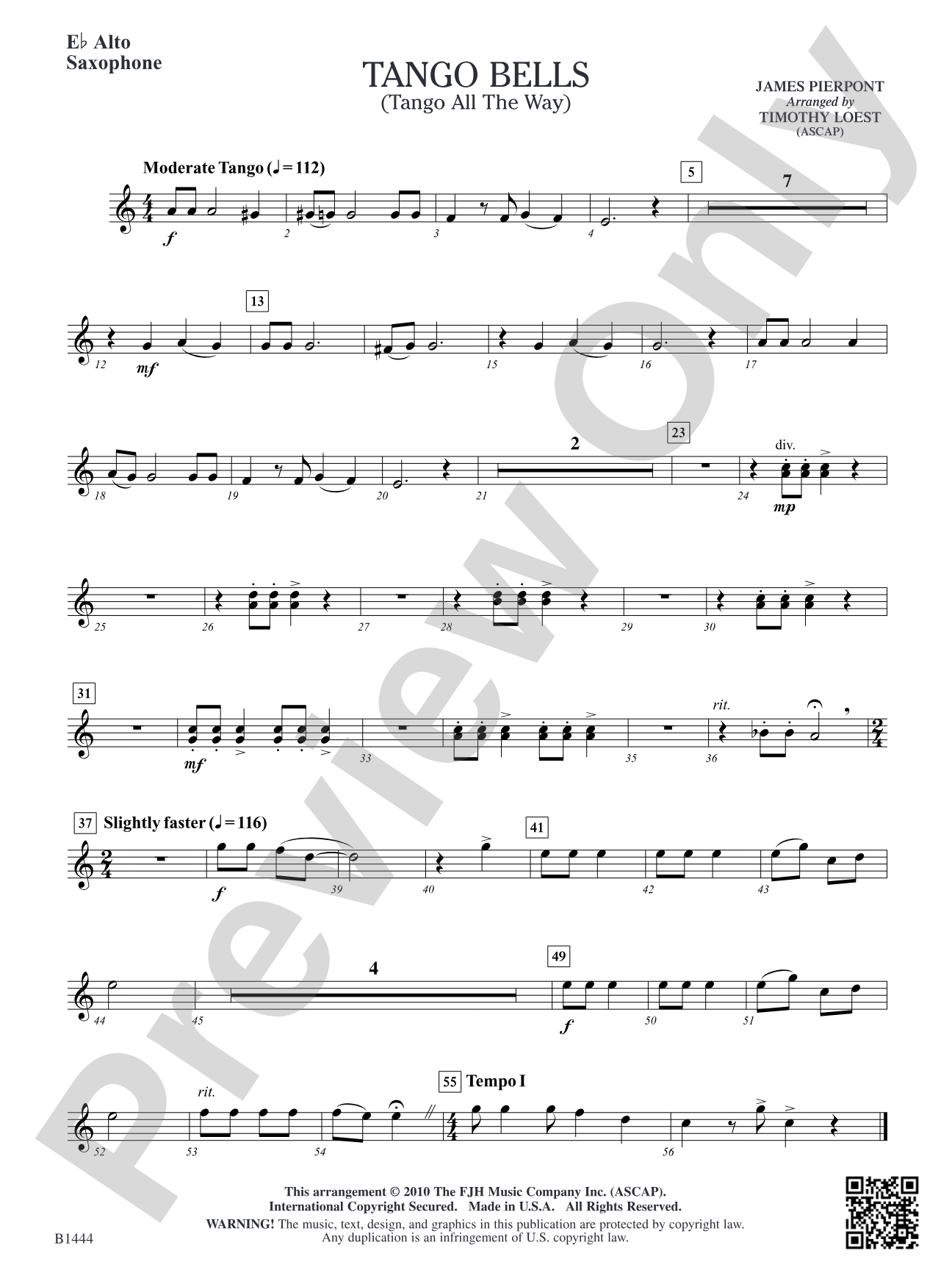 Tango Bells (Tango All the Way!): E-flat Alto Saxophone