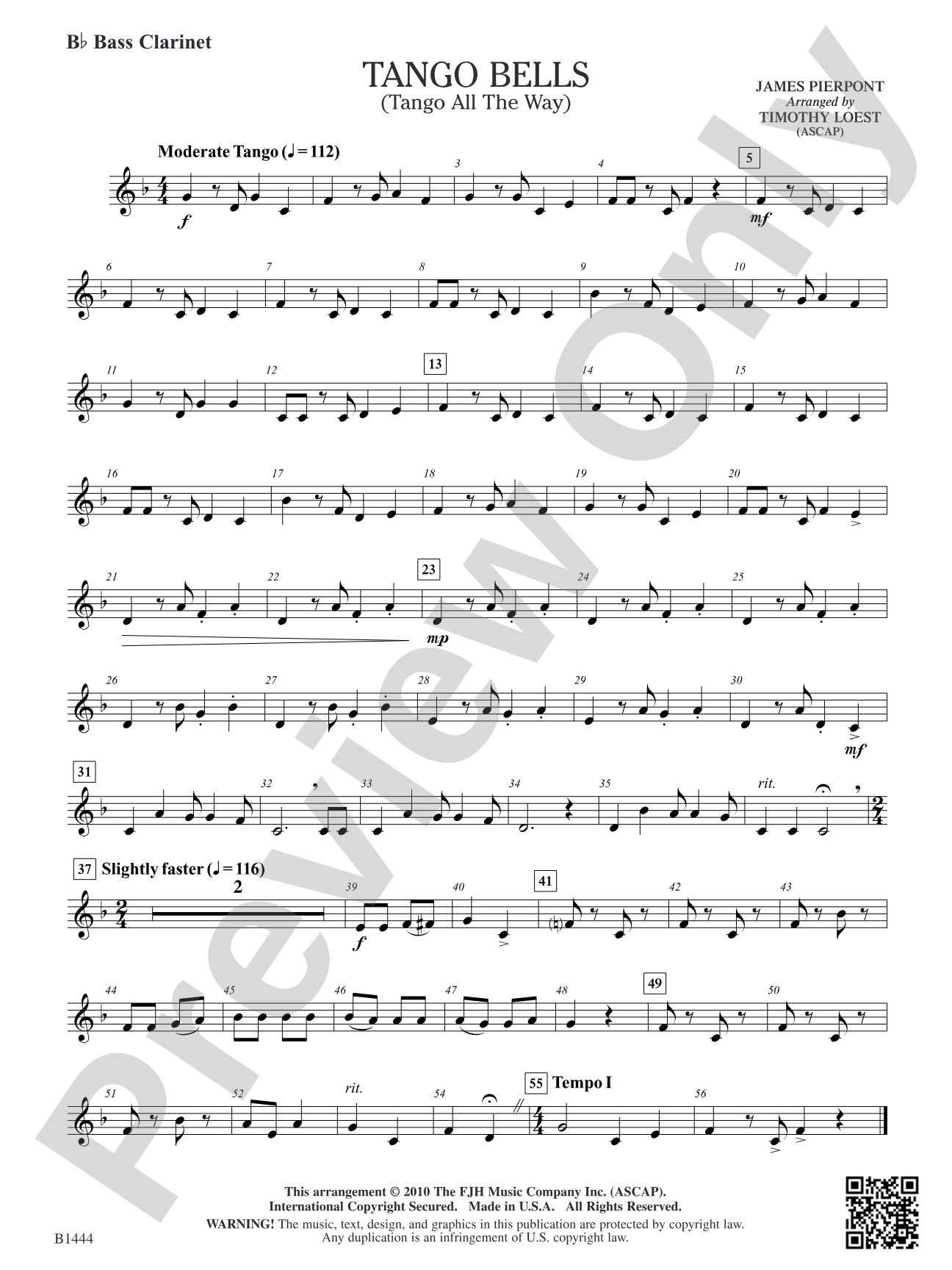 Tango Bells (Tango All the Way!): B-flat Bass Clarinet