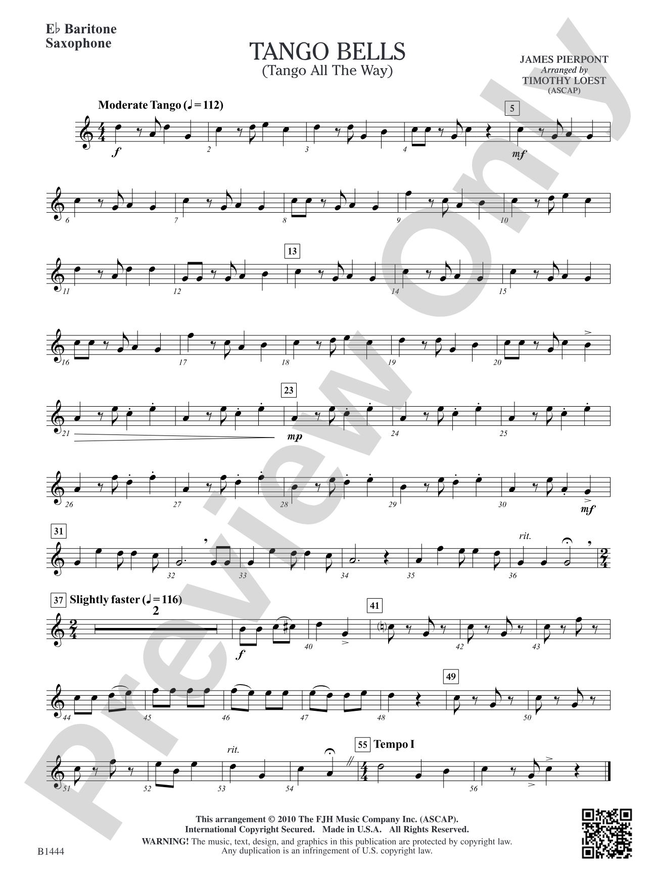 Tango Bells (Tango All the Way!): E-flat Baritone Saxophone