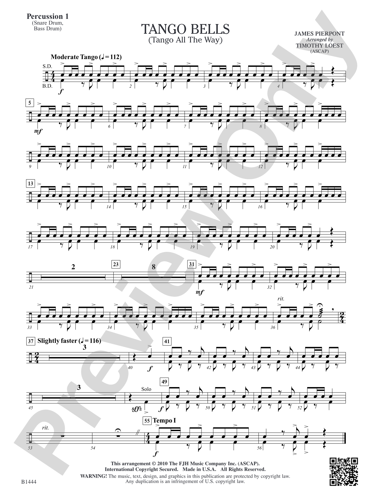 Tango Bells (Tango All the Way!): Percussion 1