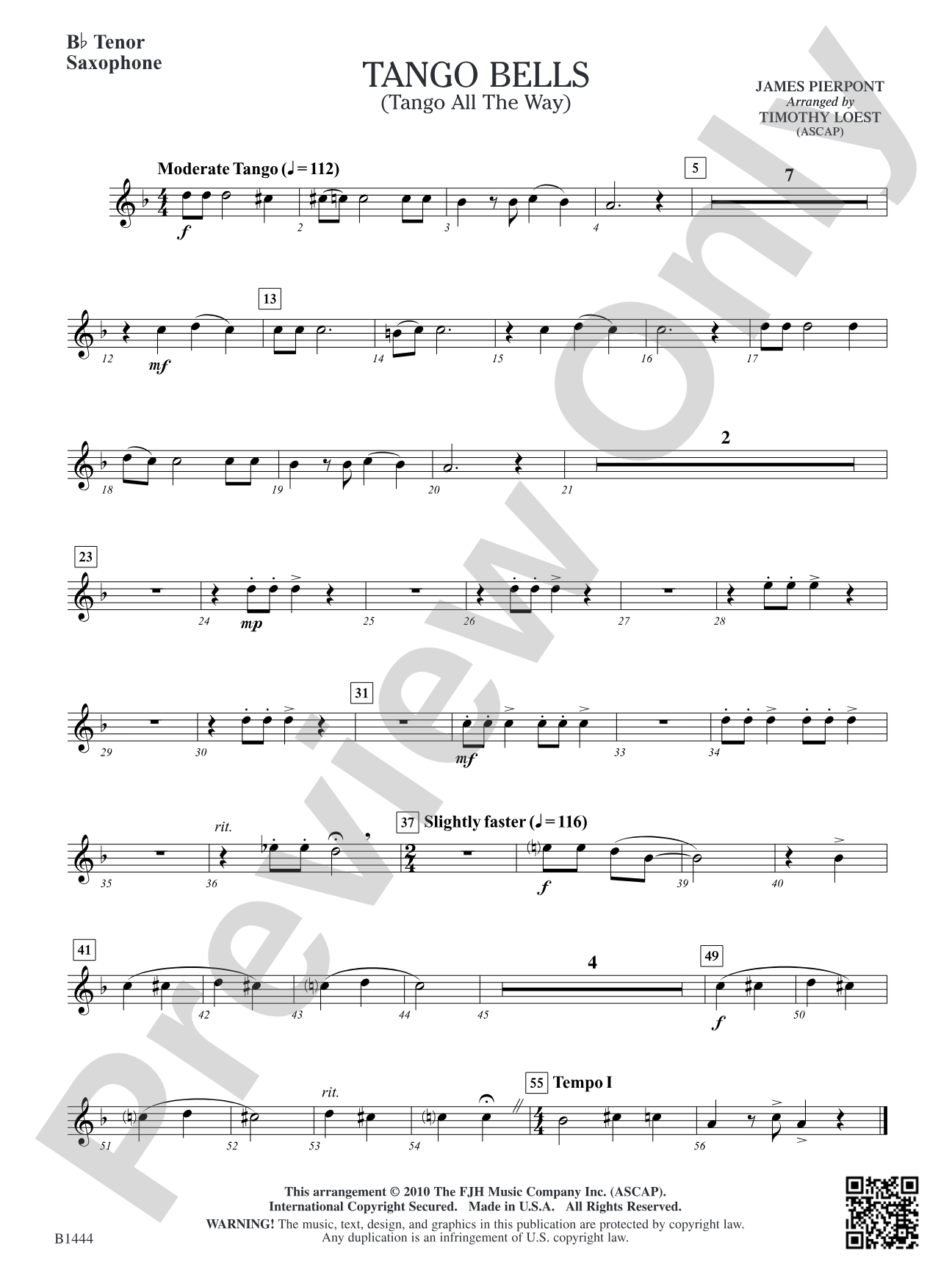 Tango Bells (Tango All the Way!): B-flat Tenor Saxophone