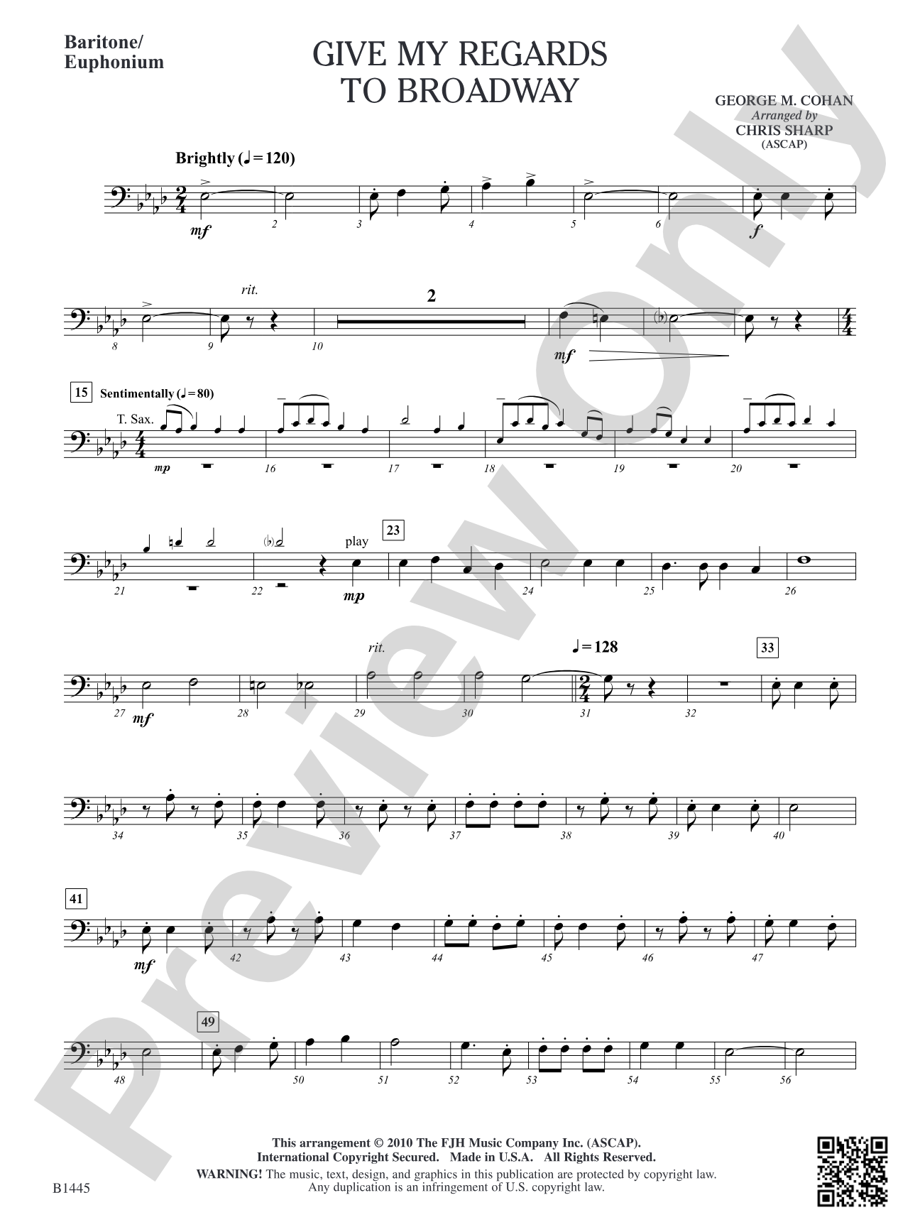 Give My Regards to Broadway: Baritone/Euphonium