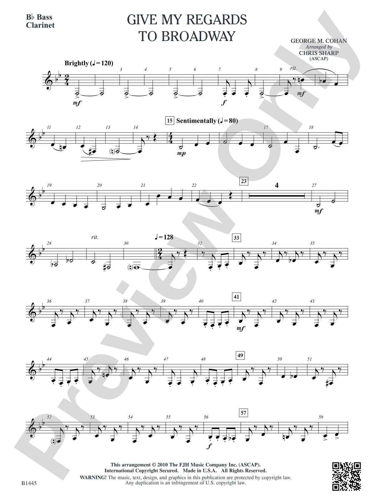 Give My Regards to Broadway: B-flat Bass Clarinet