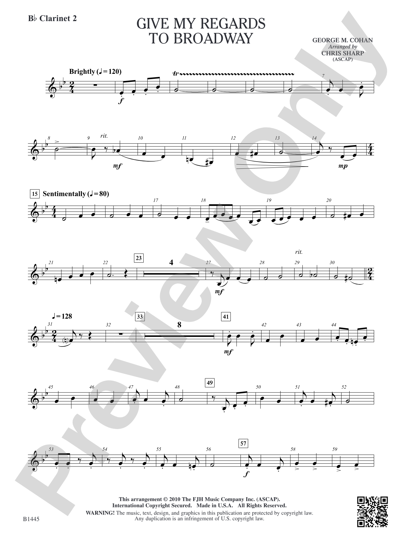Give My Regards to Broadway: B-flat Clarinet 2