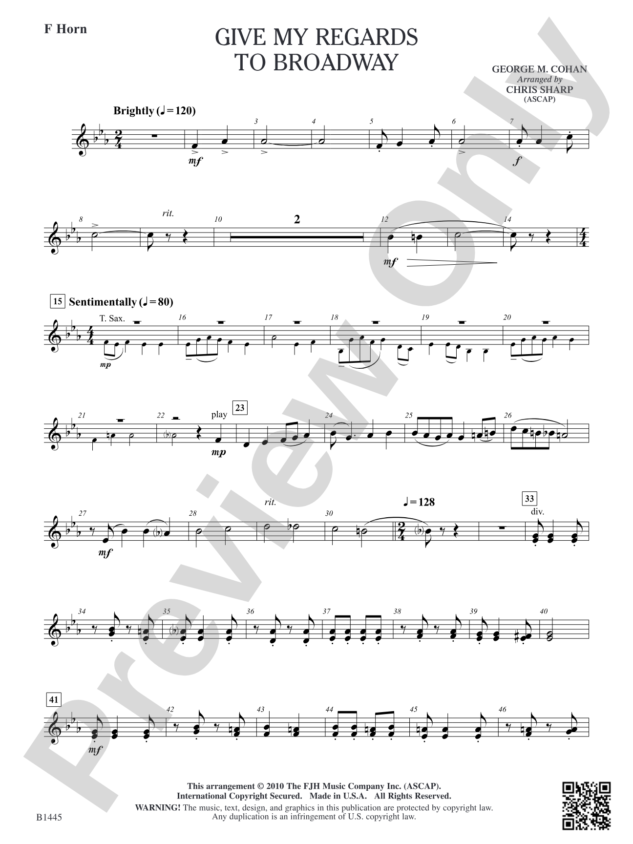 Give My Regards to Broadway: F Horn