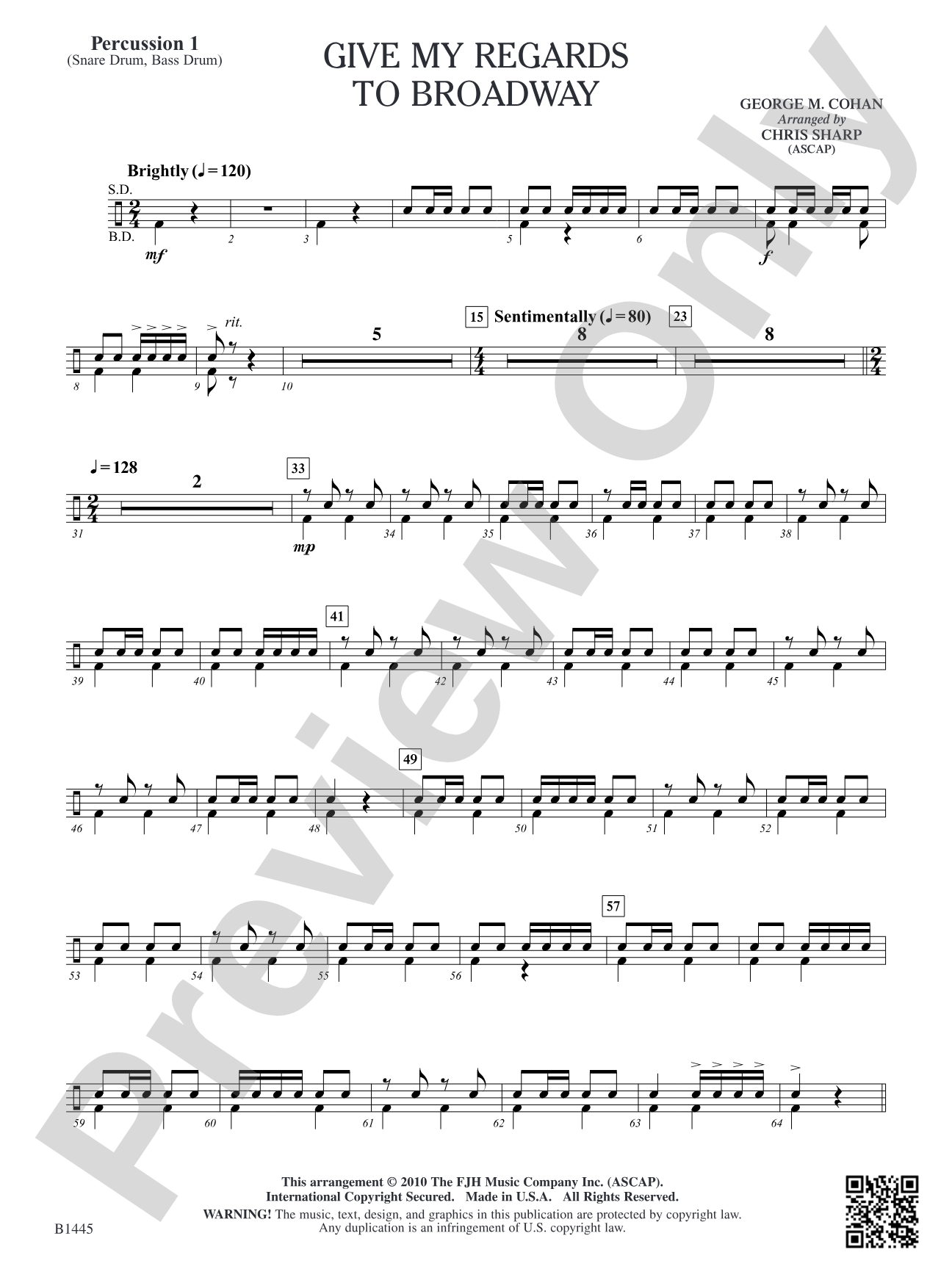 Give My Regards to Broadway: Percussion 1