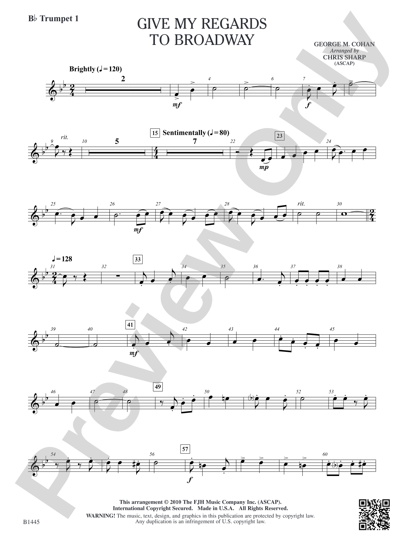 Give My Regards to Broadway: B-flat Trumpet 1
