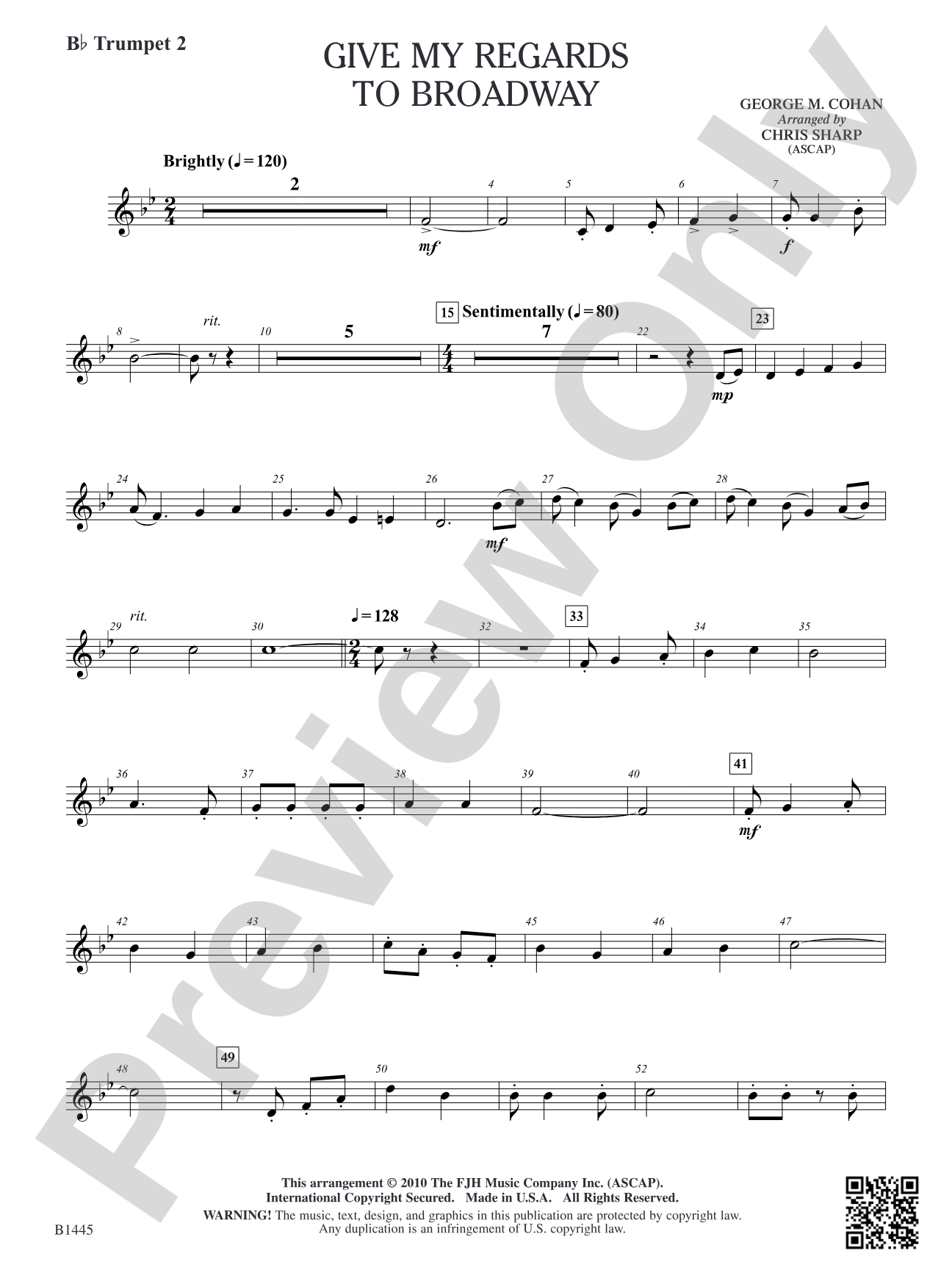 Give My Regards to Broadway: B-flat Trumpet 2