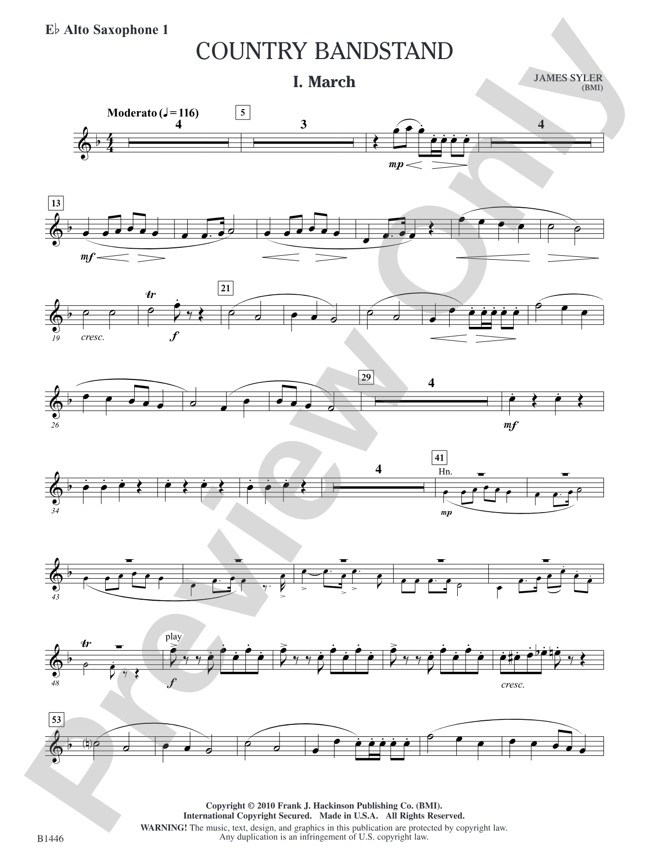 Country Bandstand: E-flat Alto Saxophone 1