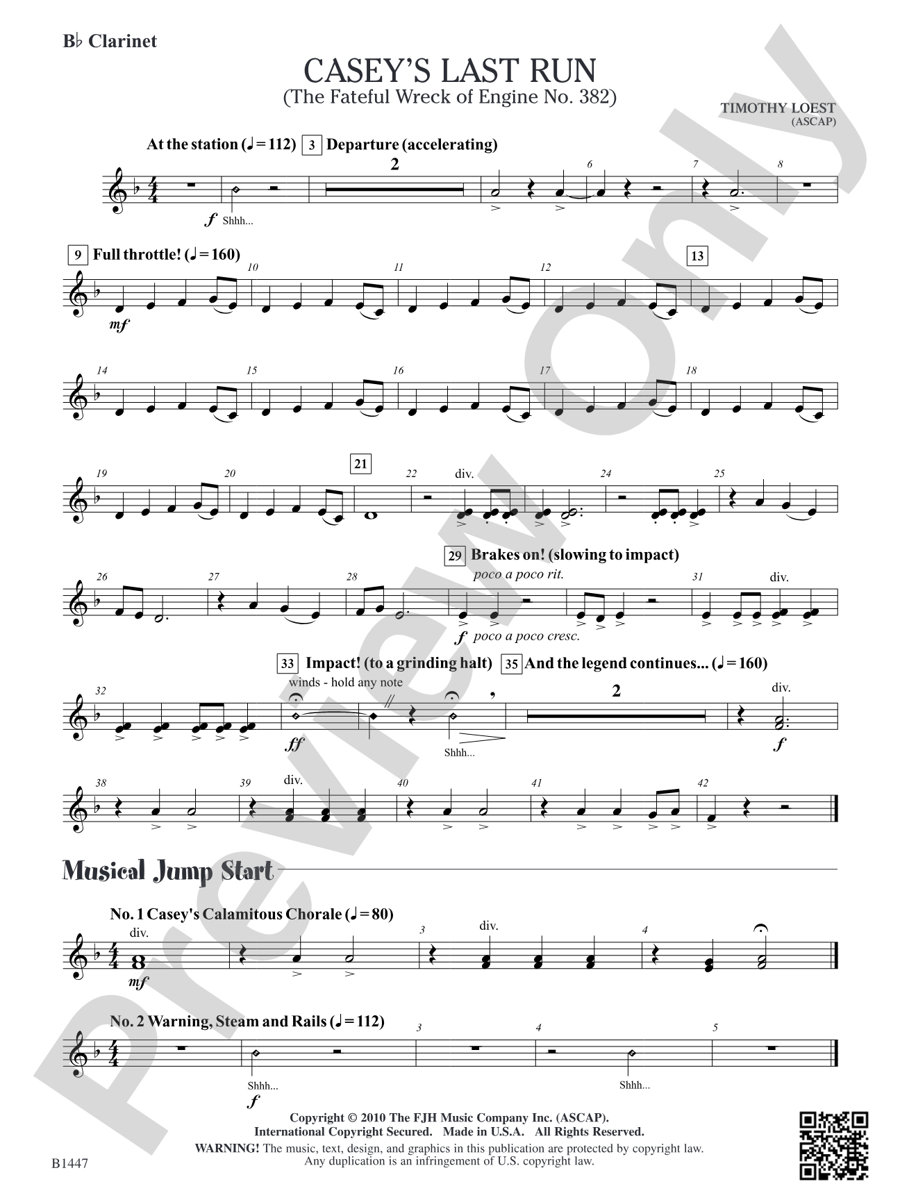 Casey's Last Run: B-flat Clarinet