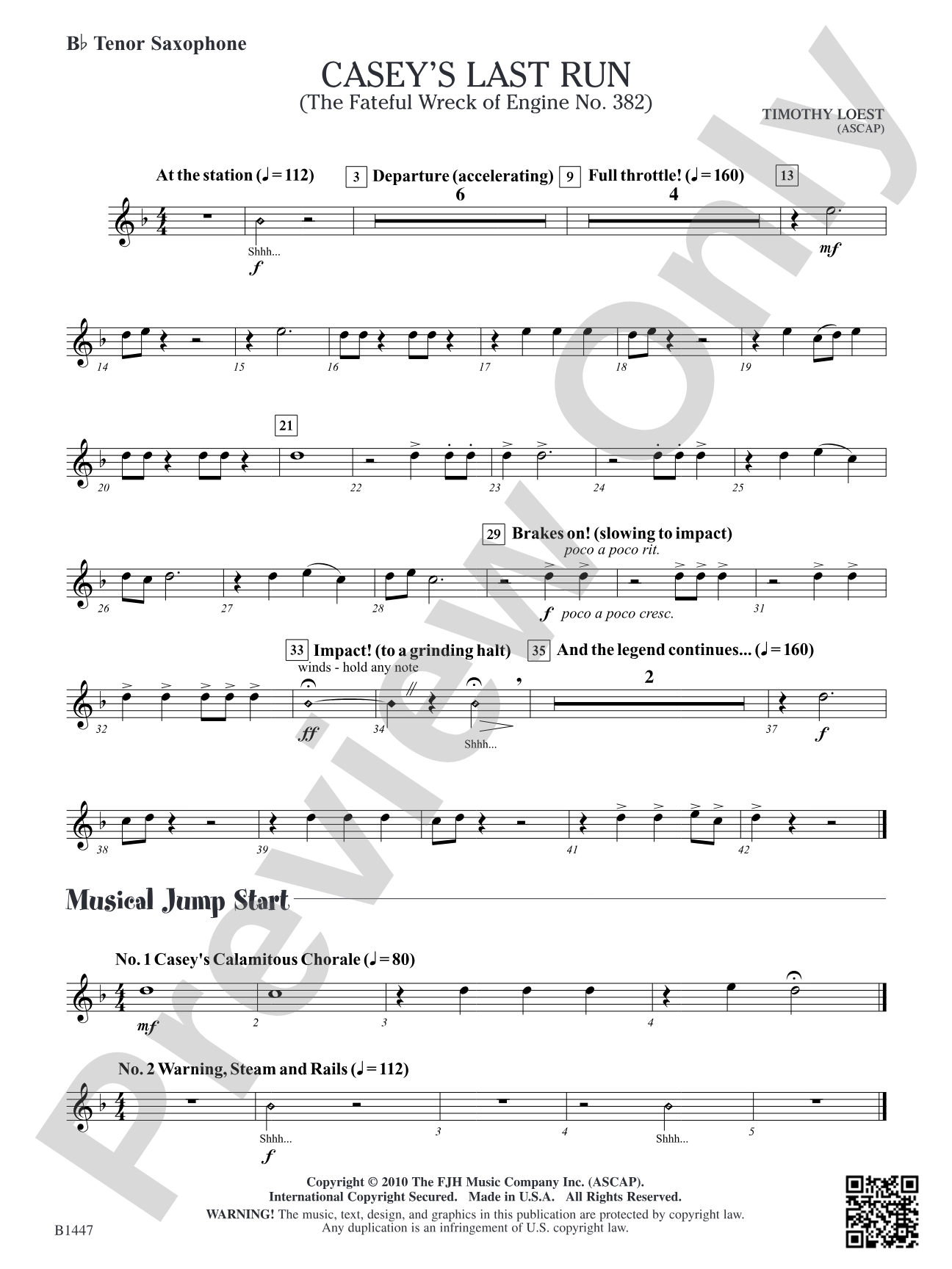 Casey's Last Run: B-flat Tenor Saxophone