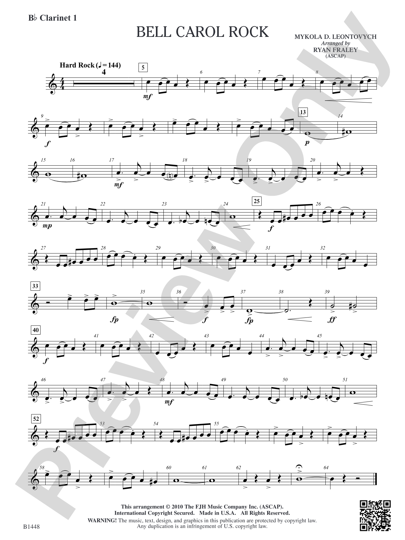 Bell Carol Rock: B-flat Clarinet 1