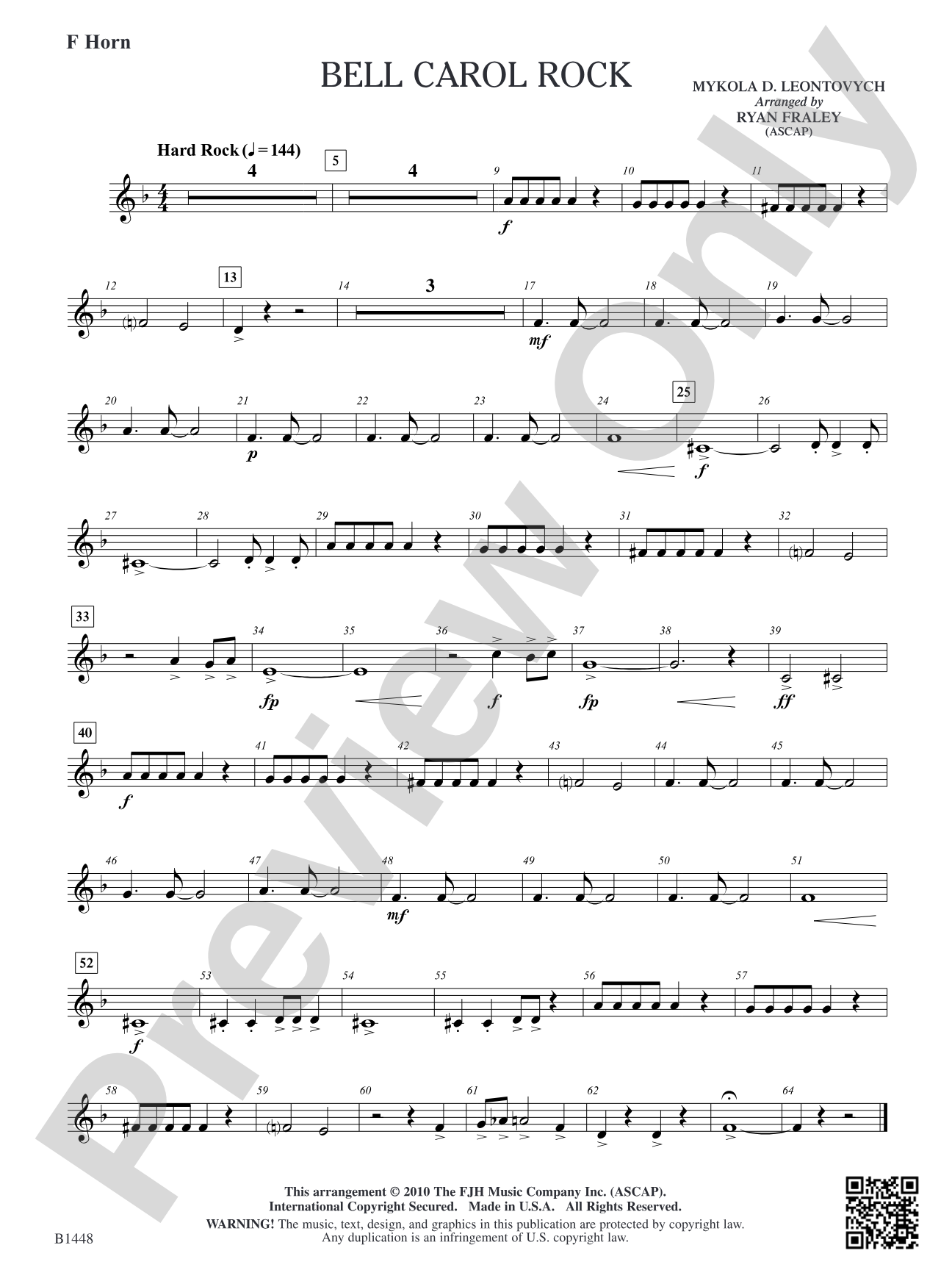 Bell Carol Rock: F Horn