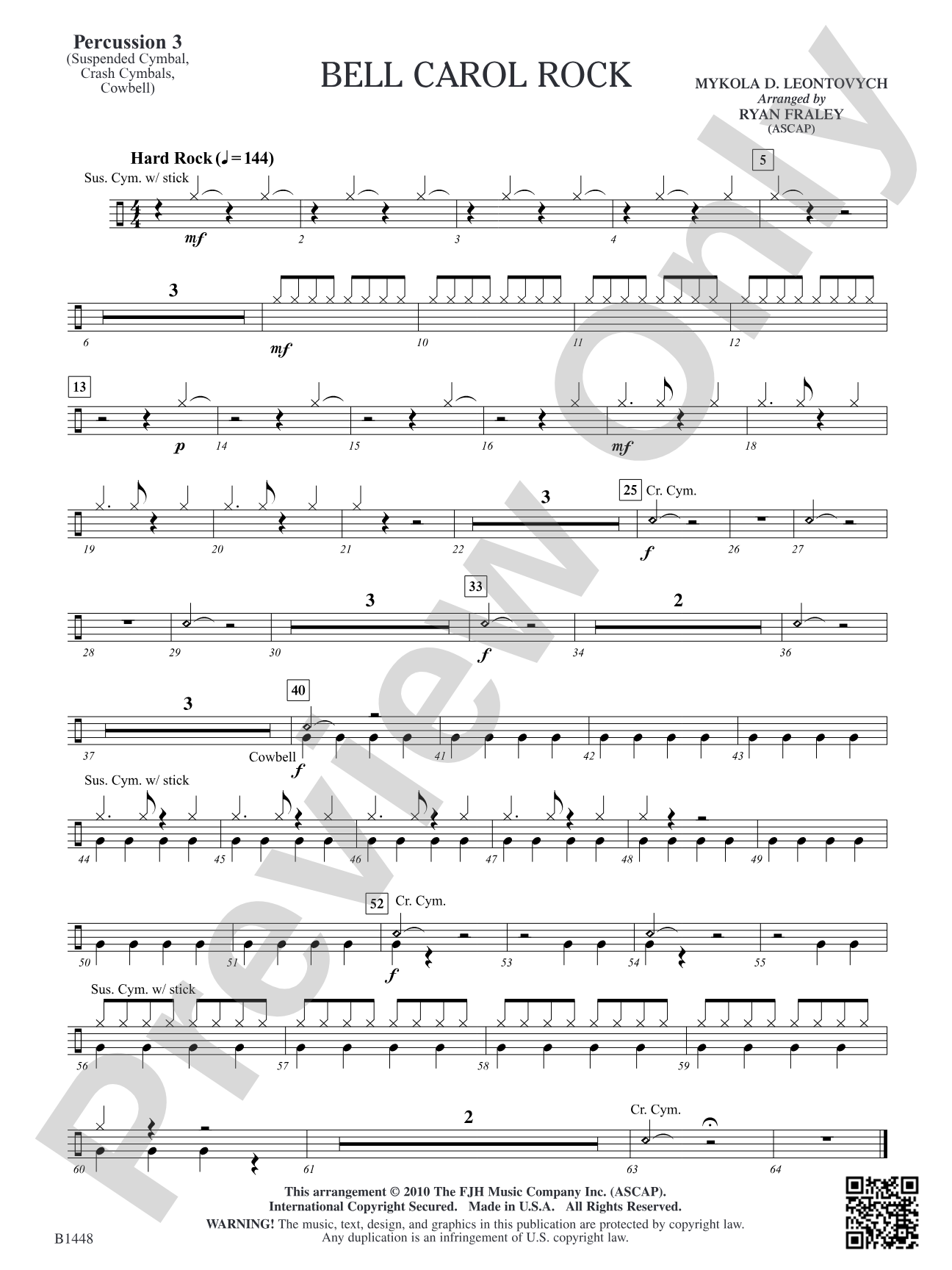 Bell Carol Rock: Percussion 3