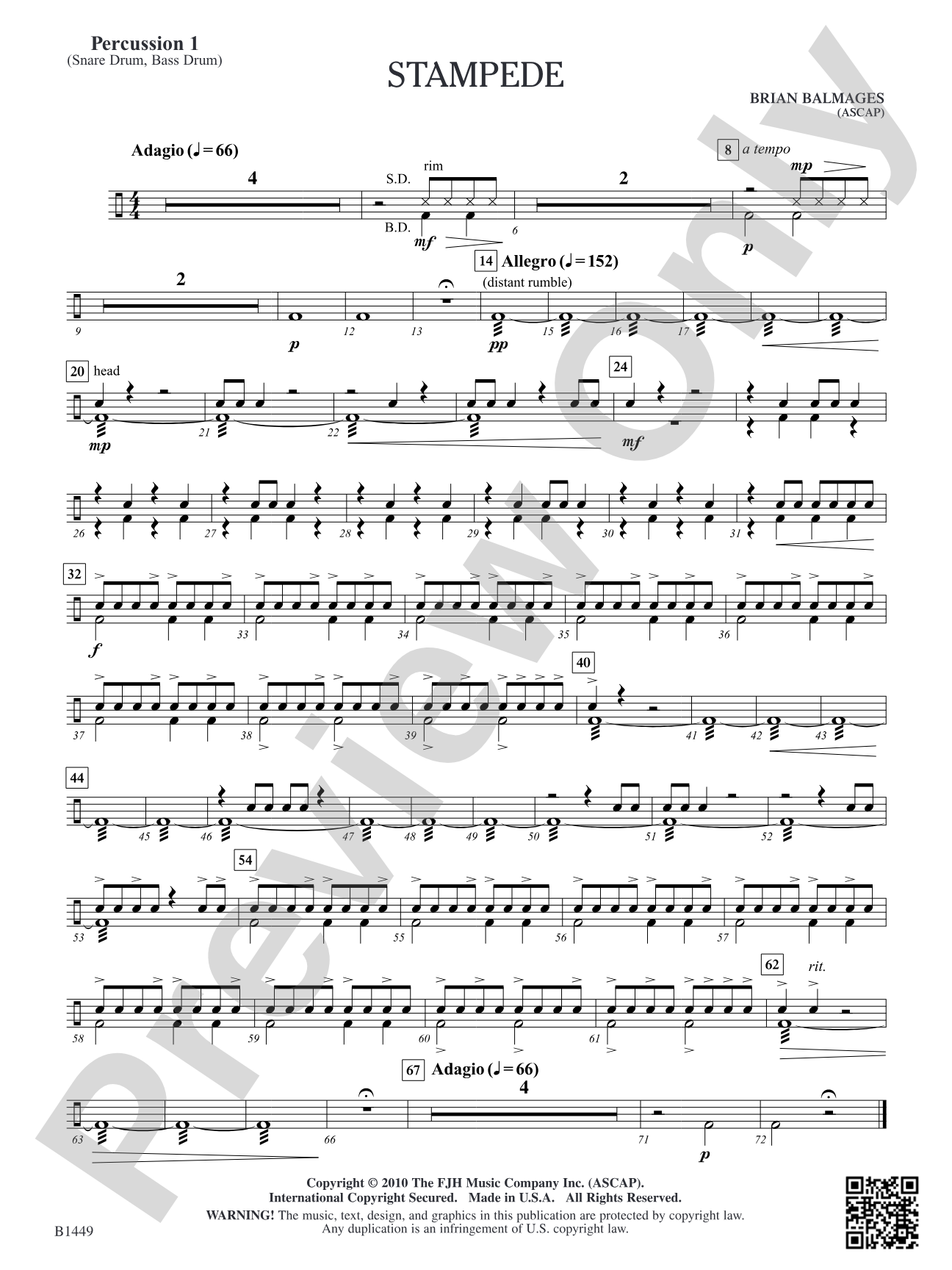 Stampede: Percussion 1