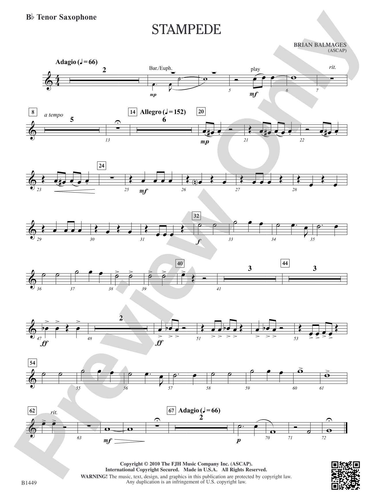 Stampede: B-flat Tenor Saxophone