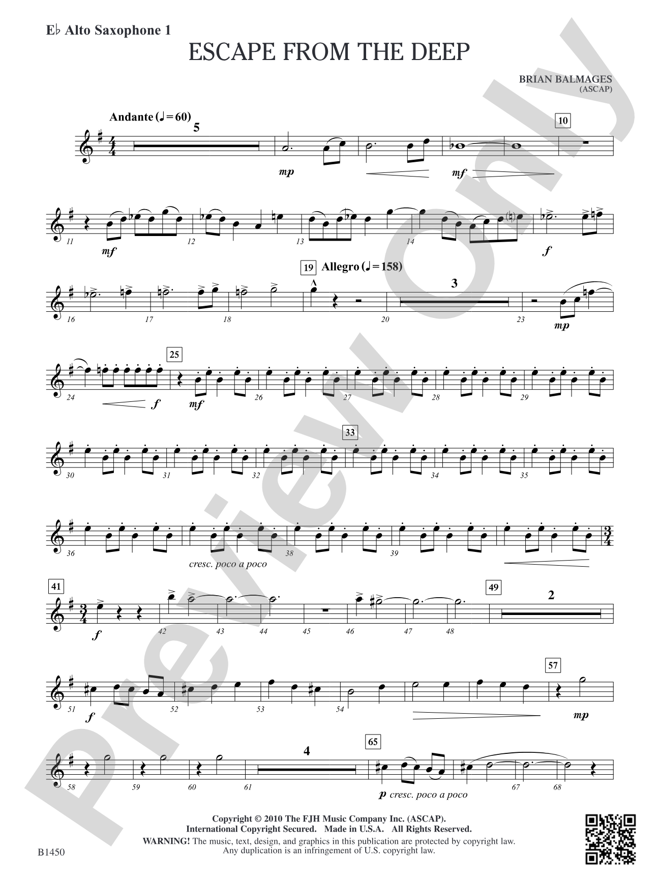 Escape from the Deep: E-flat Alto Saxophone 1