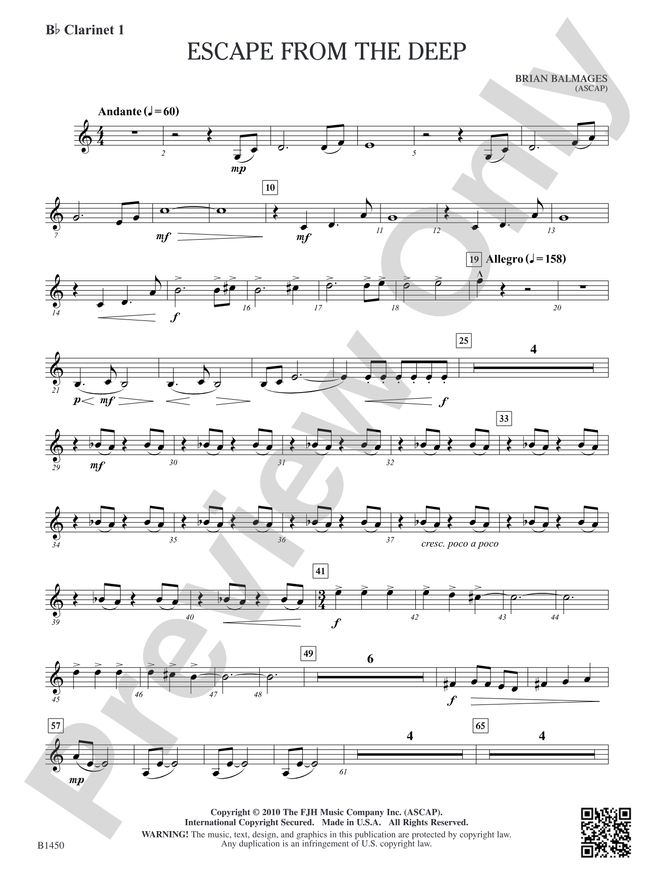 Escape from the Deep: B-flat Clarinet 1