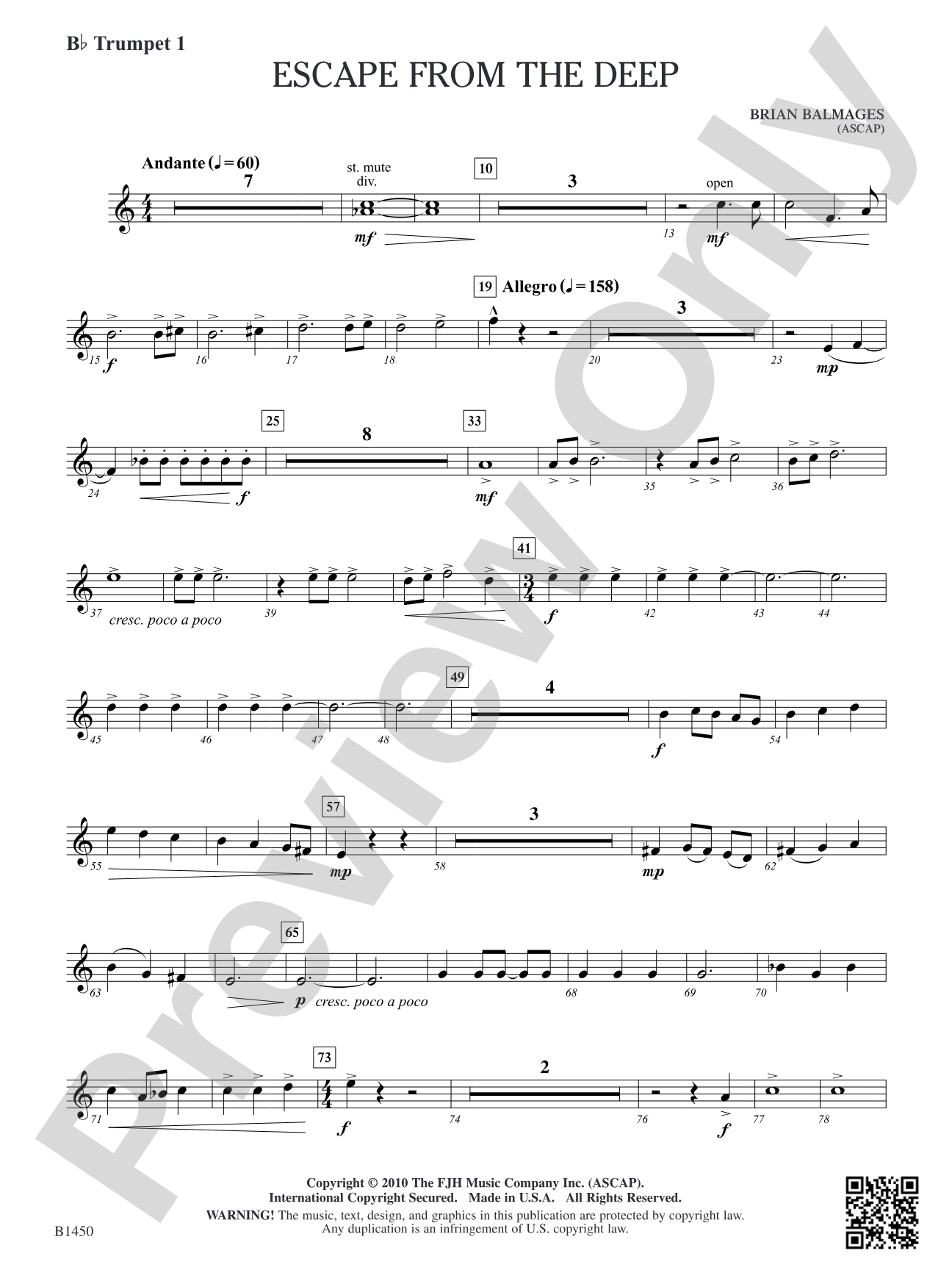 Escape from the Deep: B-flat Trumpet 1