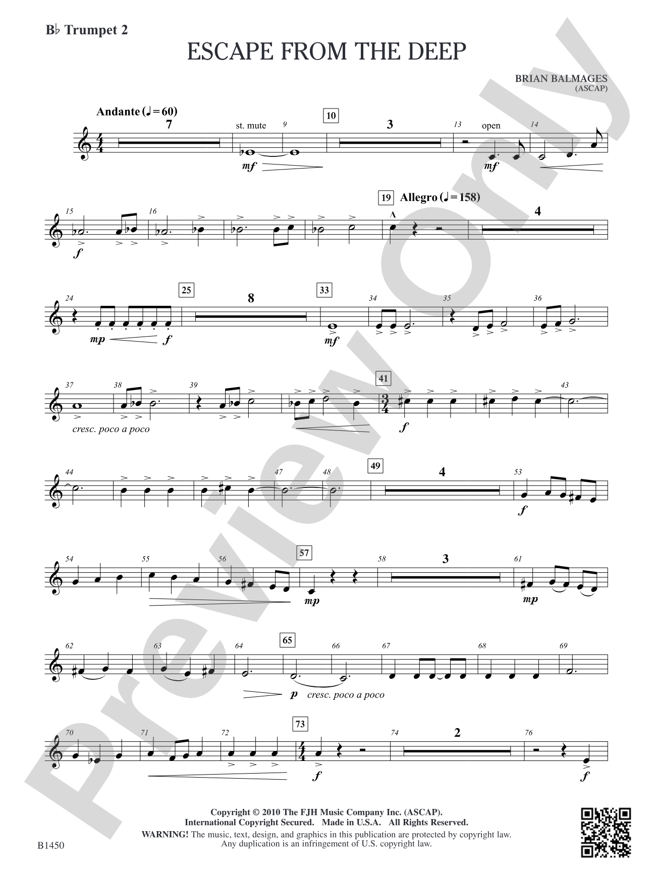 Escape from the Deep: B-flat Trumpet 2