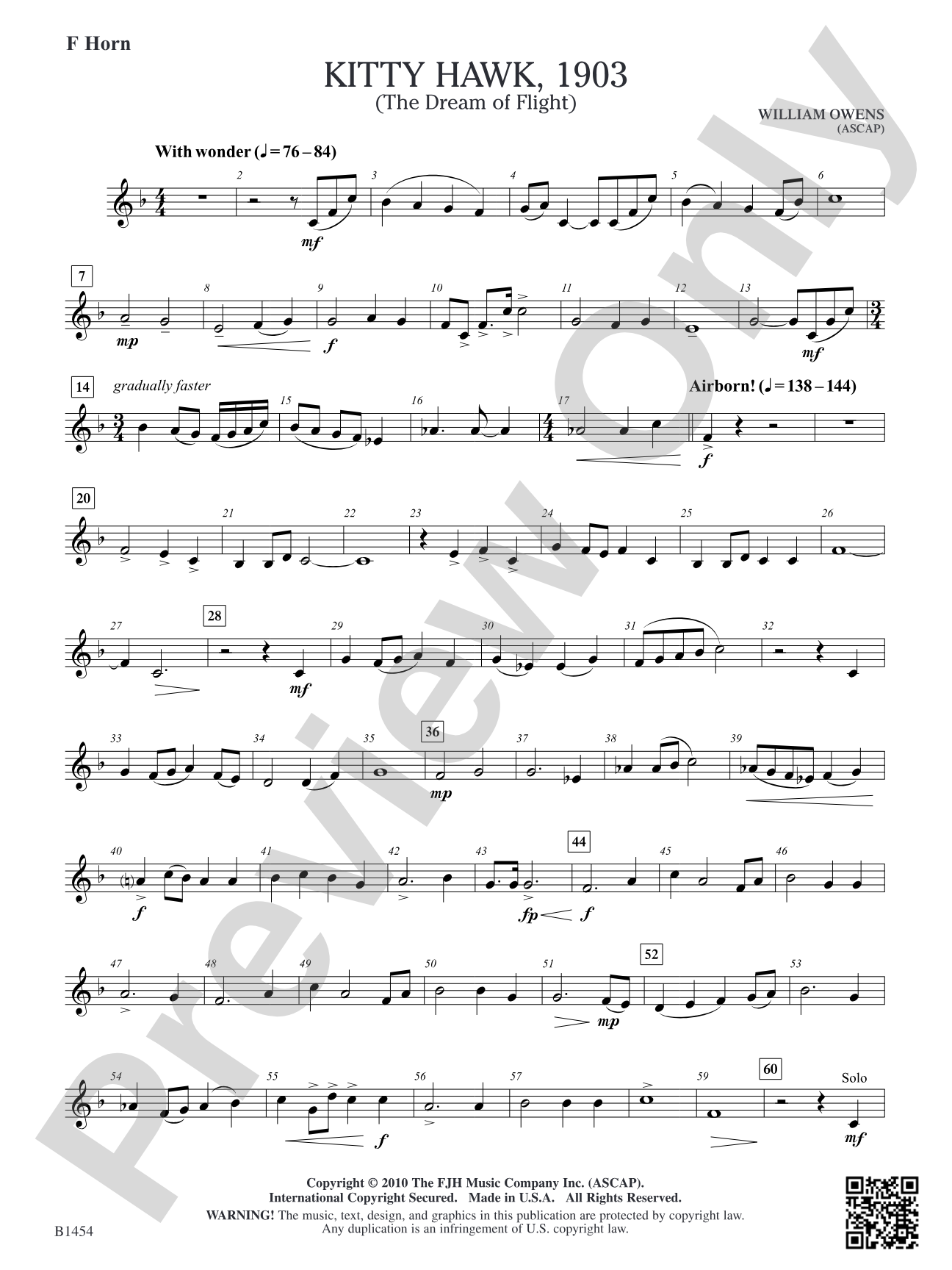 Kitty Hawk, 1903: F Horn