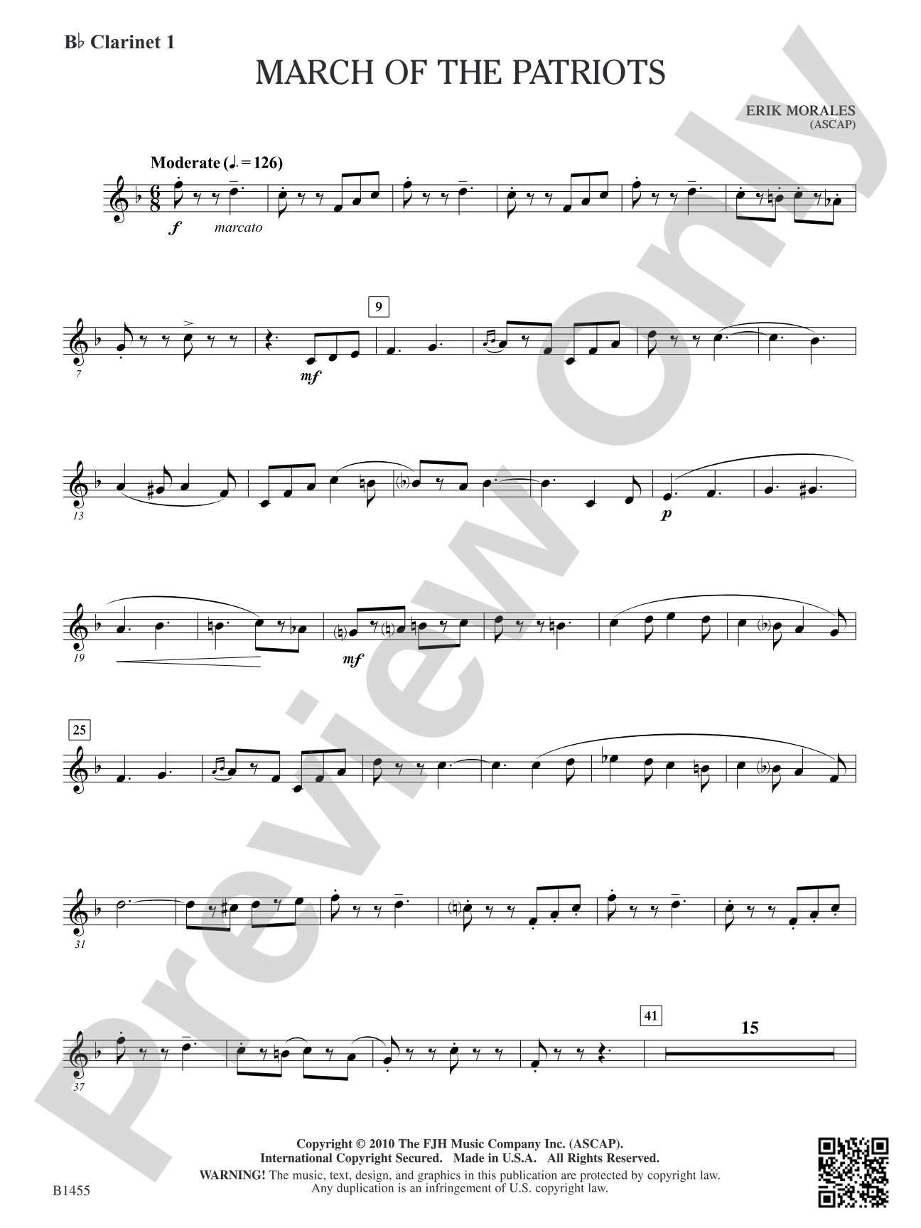 March of the Patriots: B-flat Clarinet 1