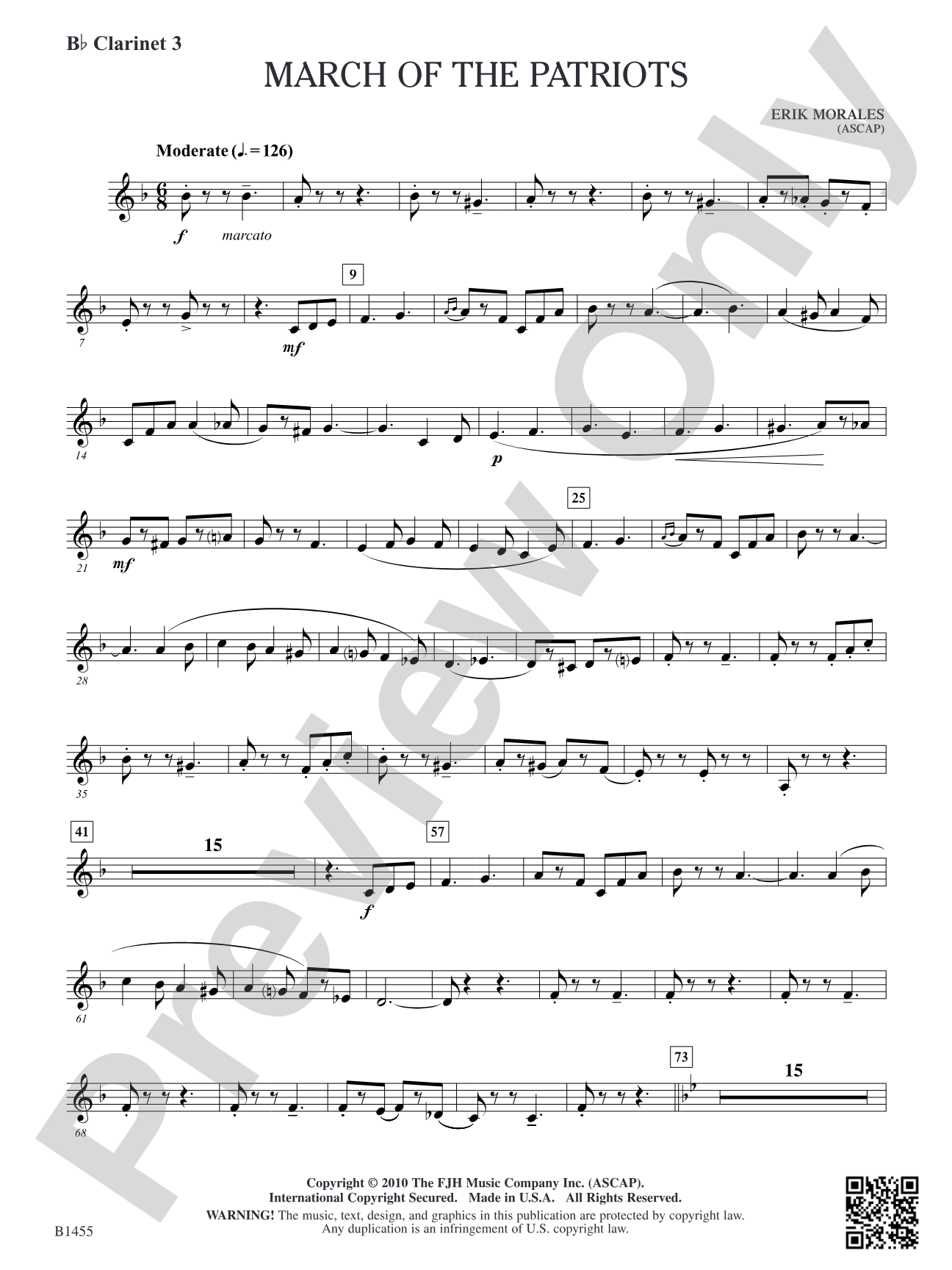 March of the Patriots: B-flat Clarinet 3