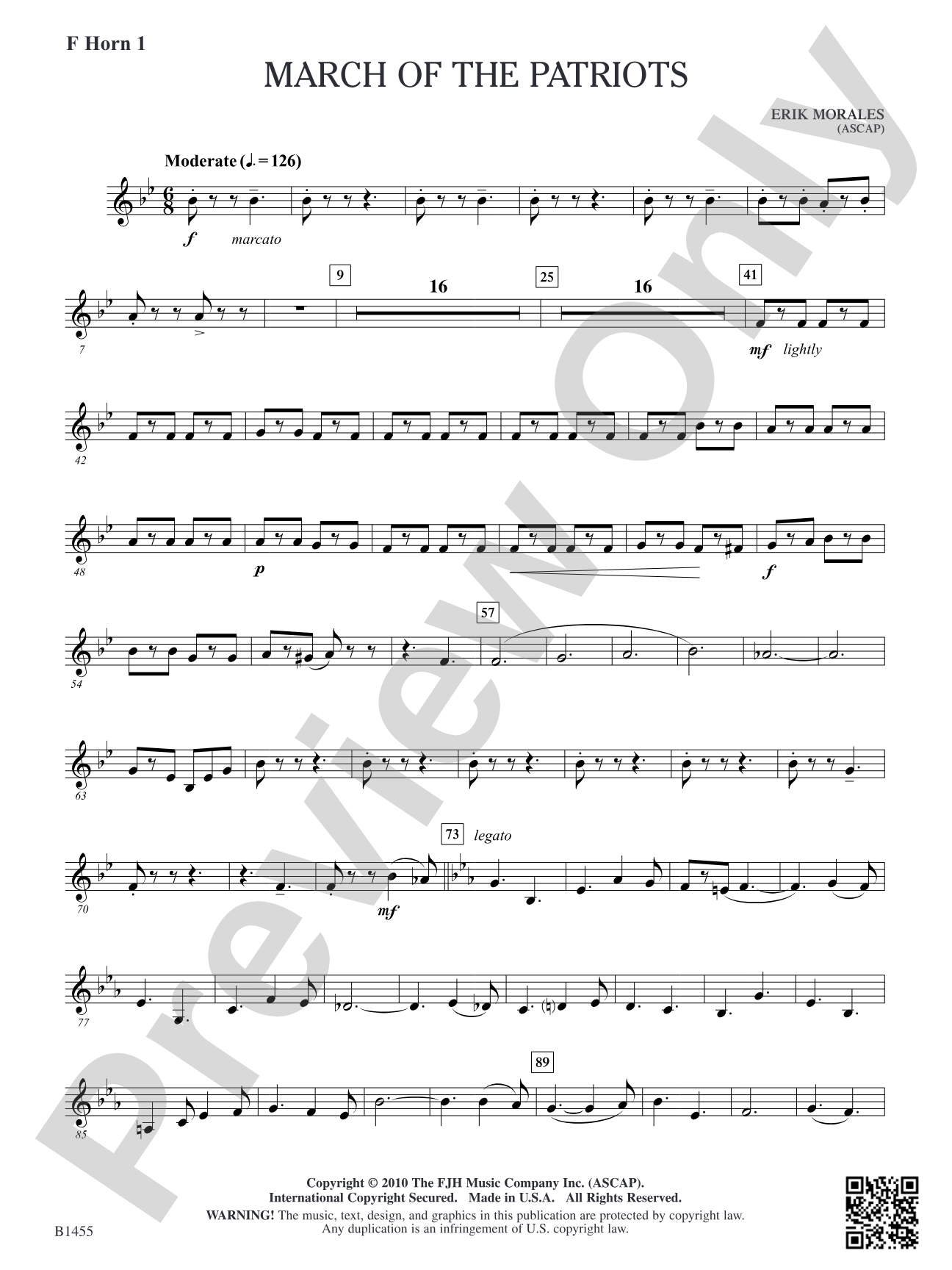 March of the Patriots: F Horn 1