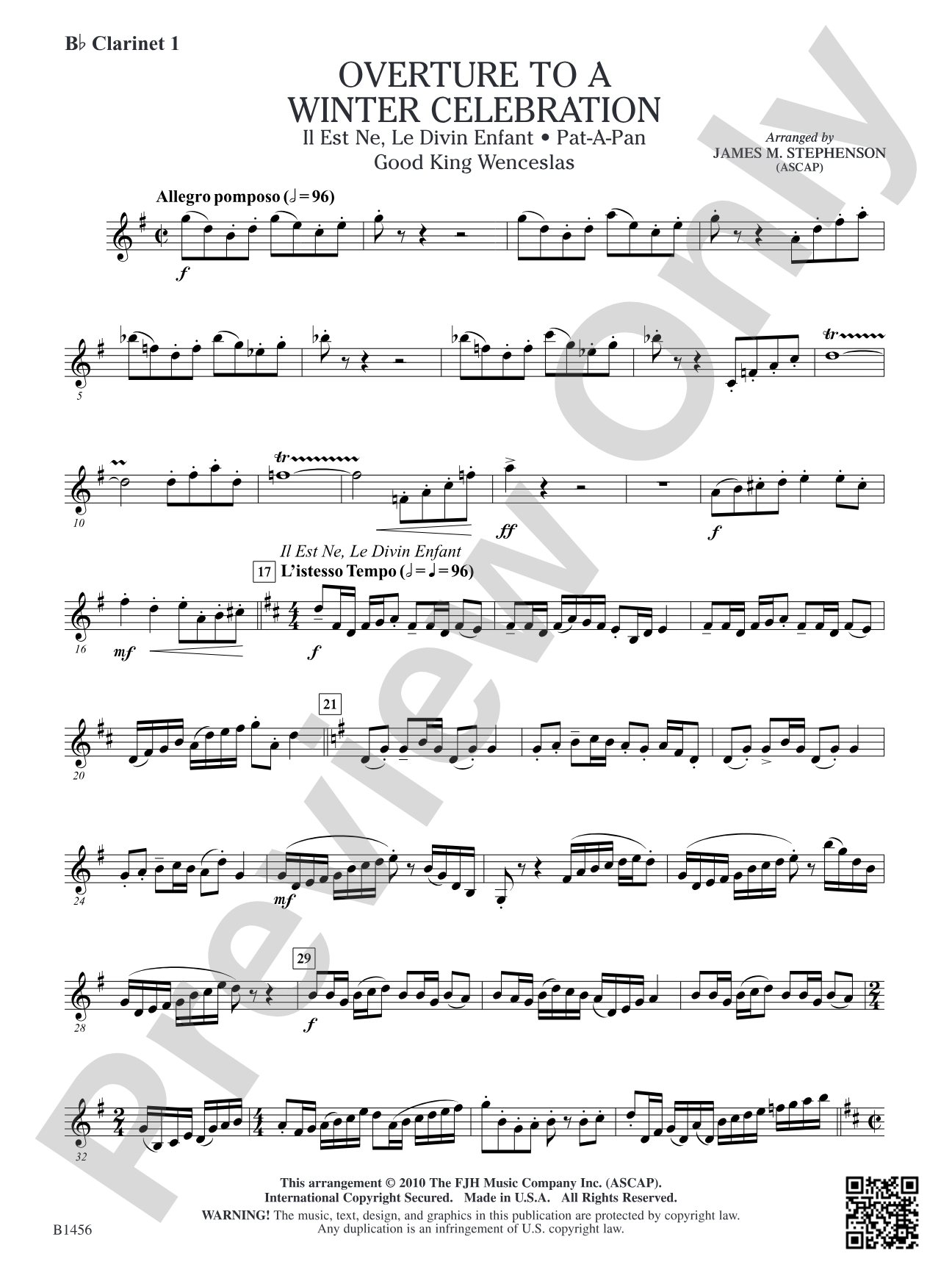 Overture to a Winter Celebration: B-flat Clarinet 1
