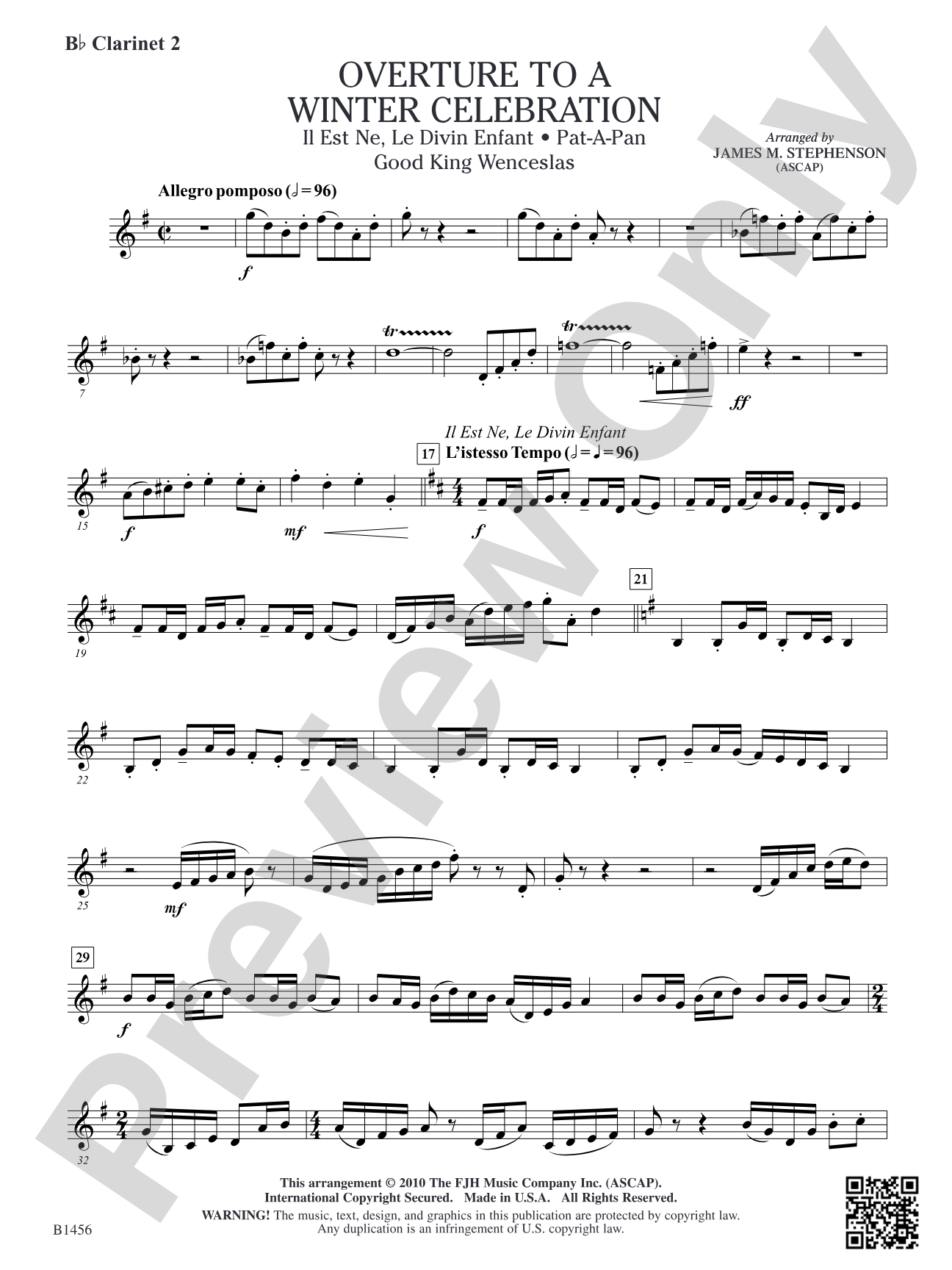 Overture to a Winter Celebration: B-flat Clarinet 2
