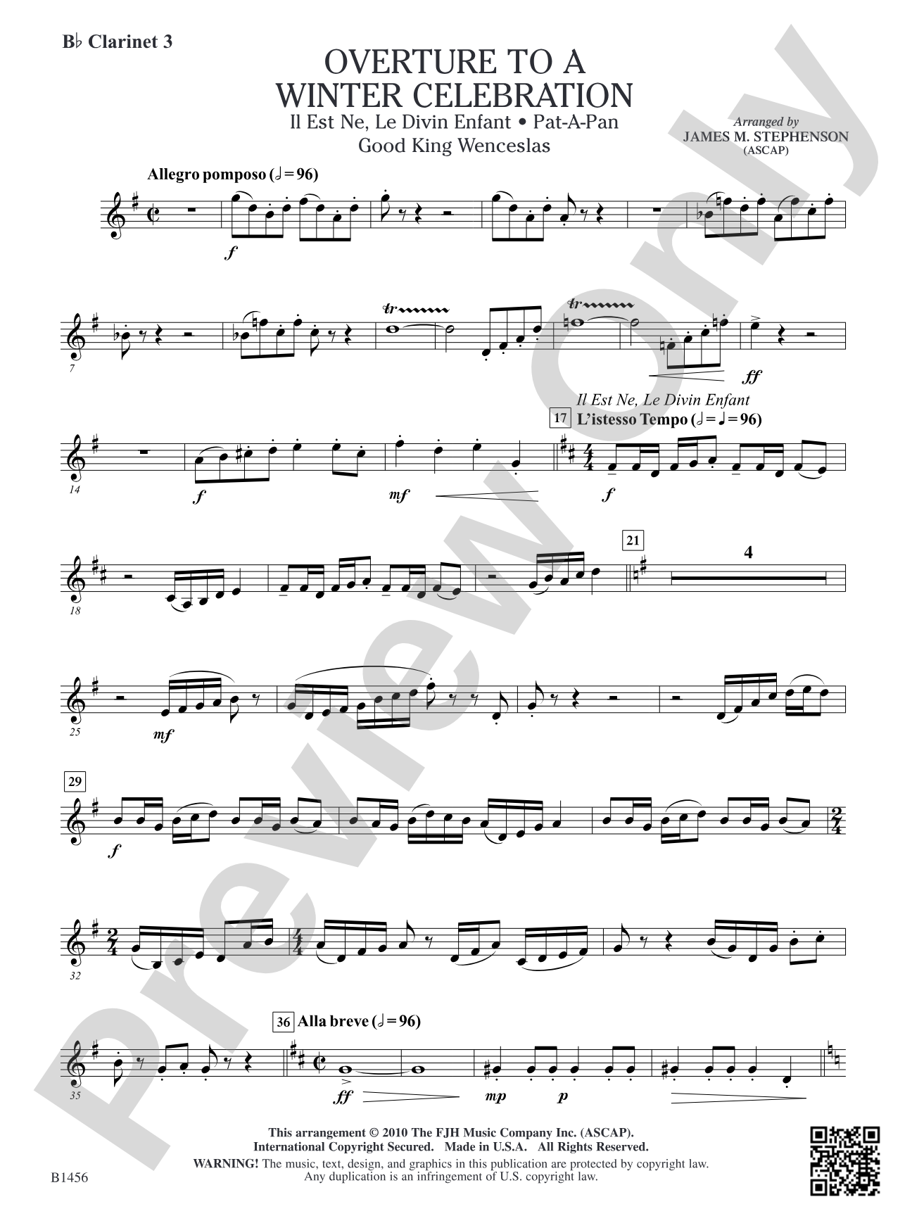 Overture to a Winter Celebration: B-flat Clarinet 3