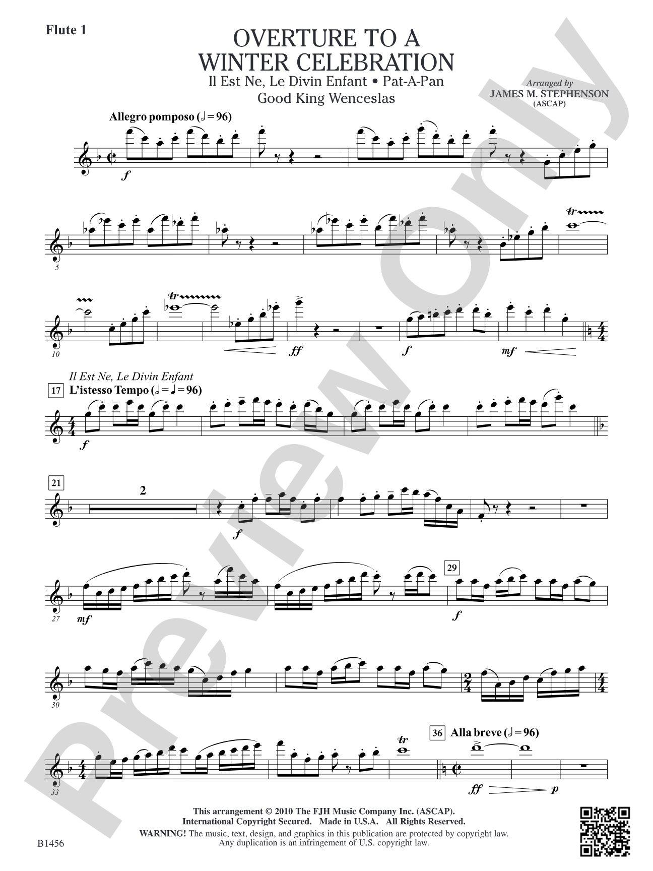 Overture to a Winter Celebration: Flute 1