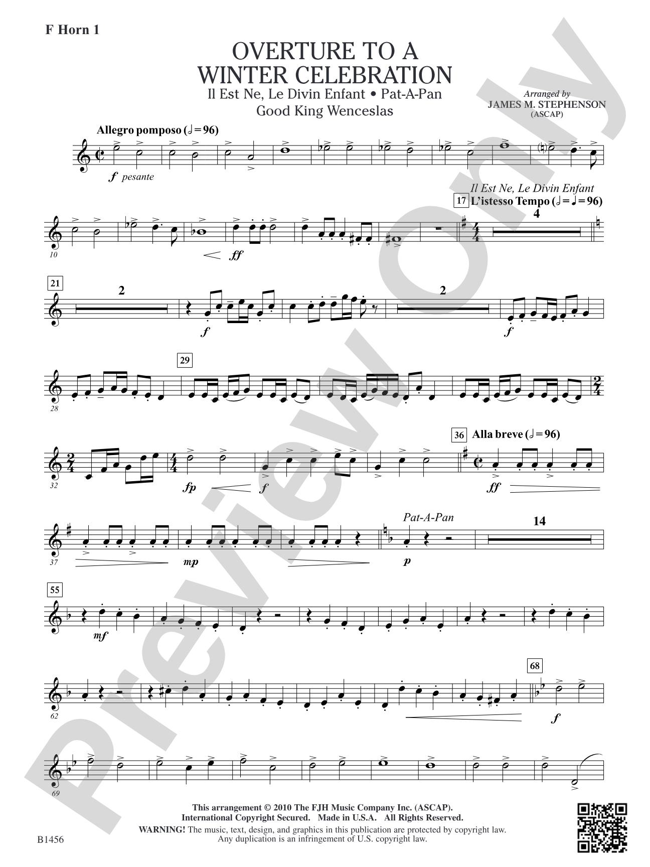 Overture to a Winter Celebration: F Horn 1