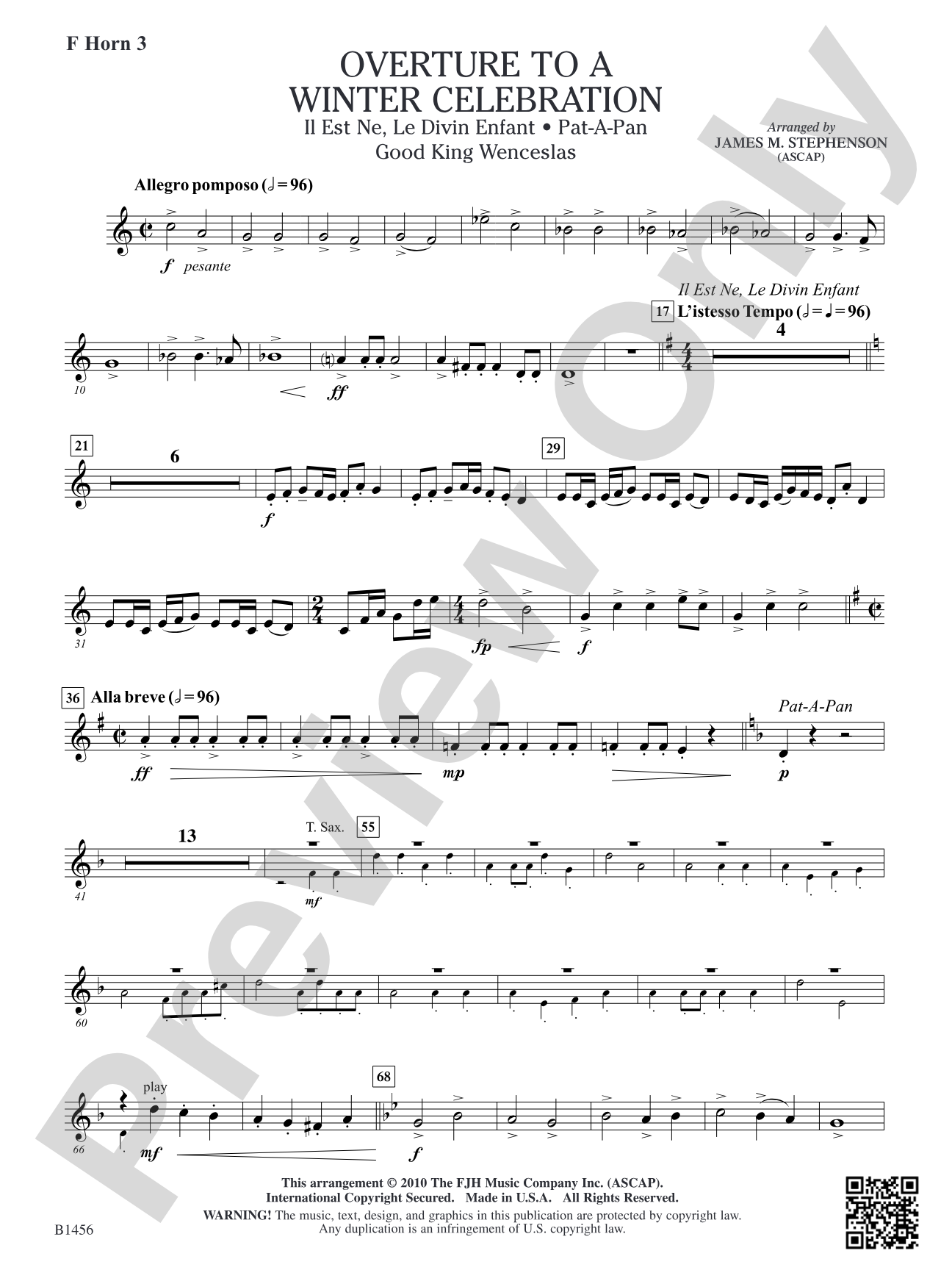 Overture to a Winter Celebration: F Horn 3