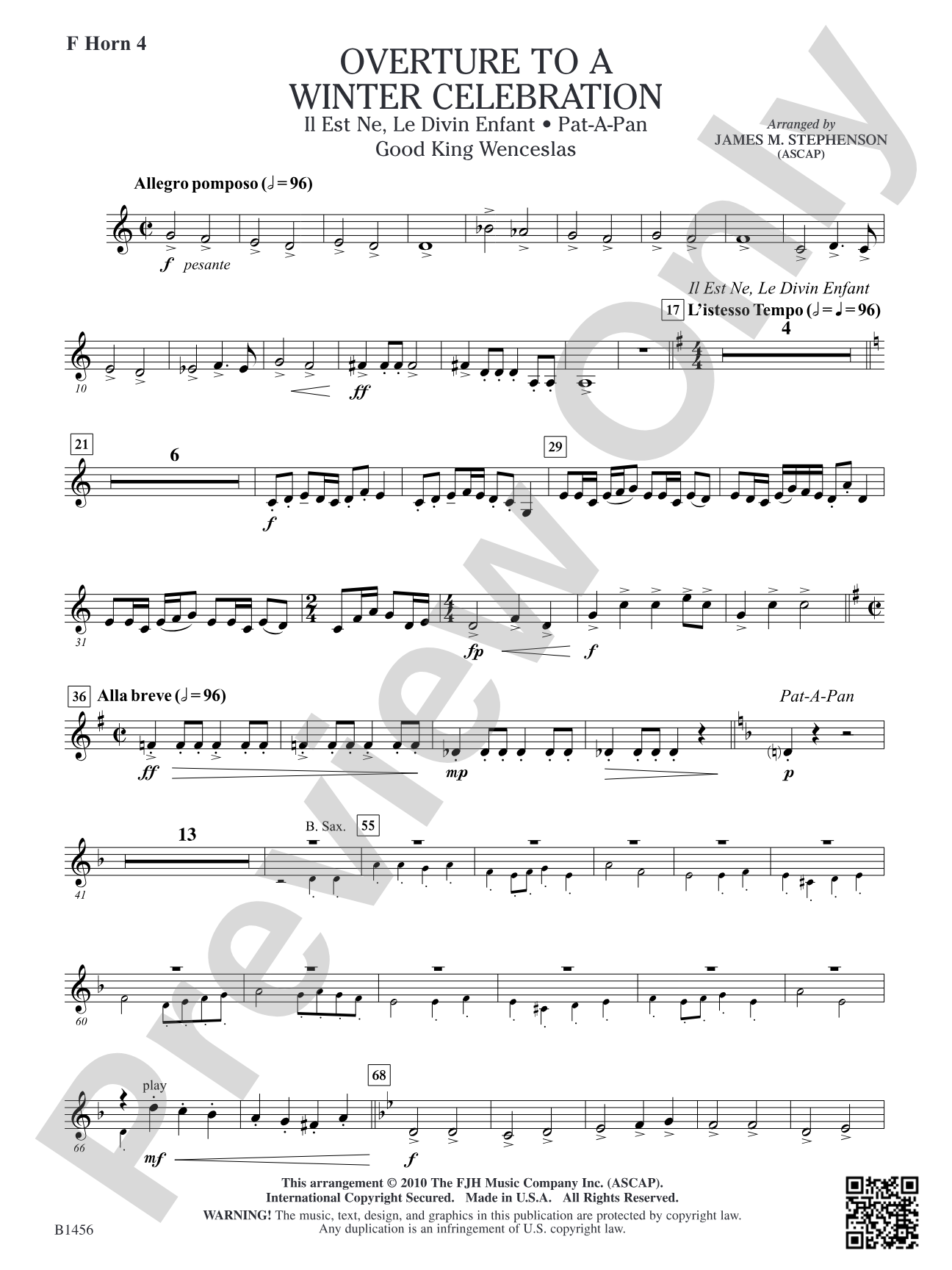 Overture to a Winter Celebration: F Horn 4