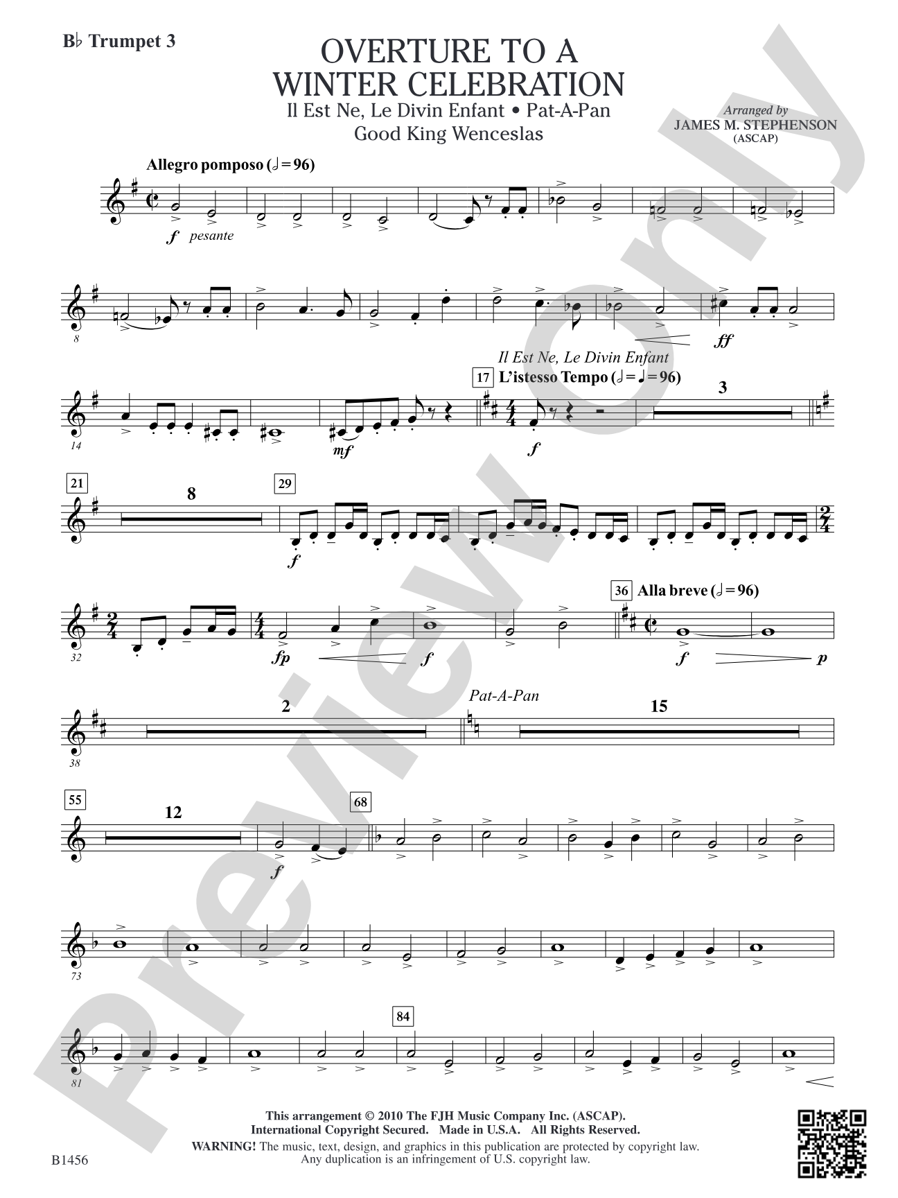 Overture to a Winter Celebration: B-flat Trumpet 3