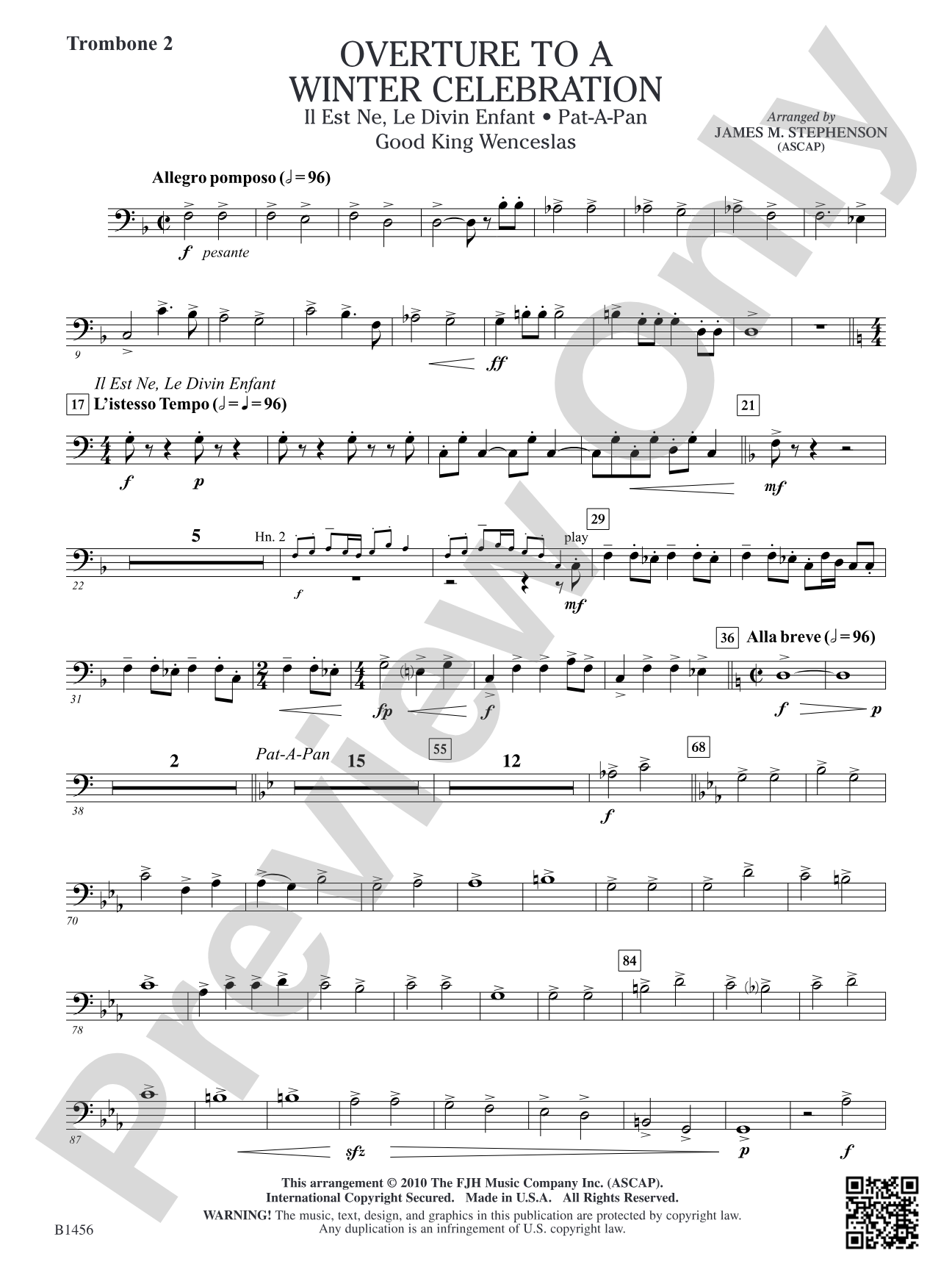 Overture to a Winter Celebration: Trombone 2