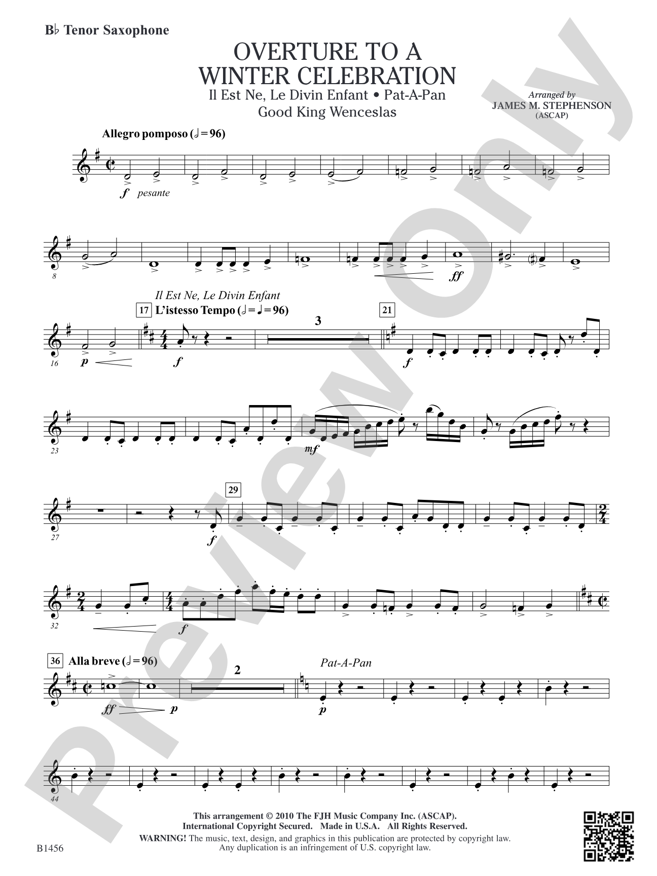 Overture to a Winter Celebration: B-flat Tenor Saxophone